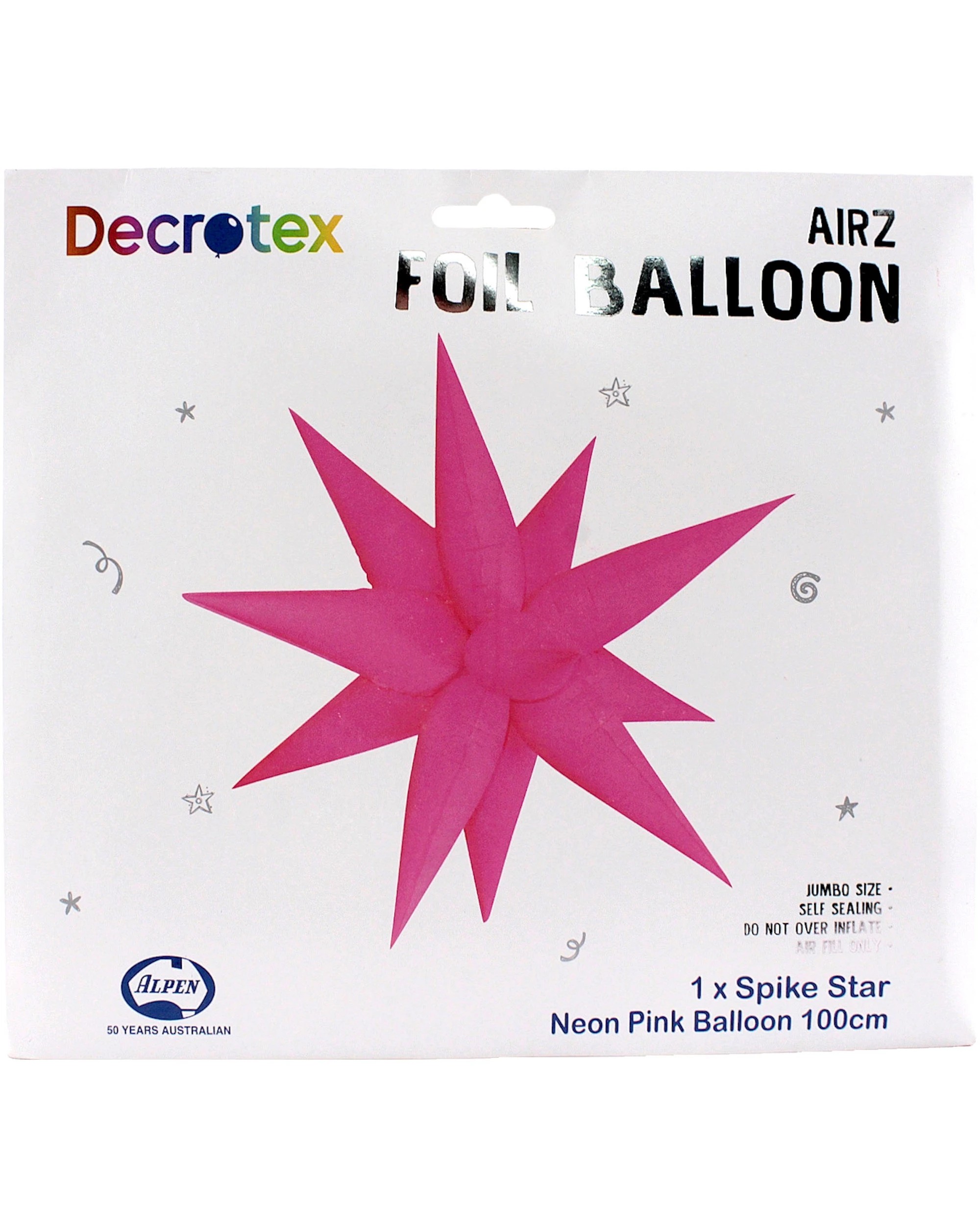 3 Alpen Neon Matte Supershape Starburst Balloon 100cm - Pink, 3 of 4