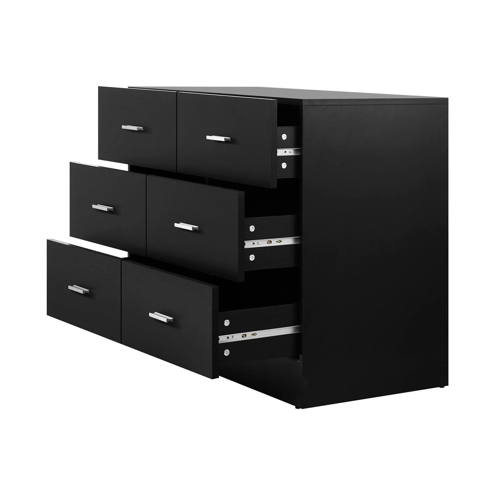 6 Oikiture 6 Chest of Drawers Dresser Table Lowboy Storage Cabinet - Black, 6 of 8
