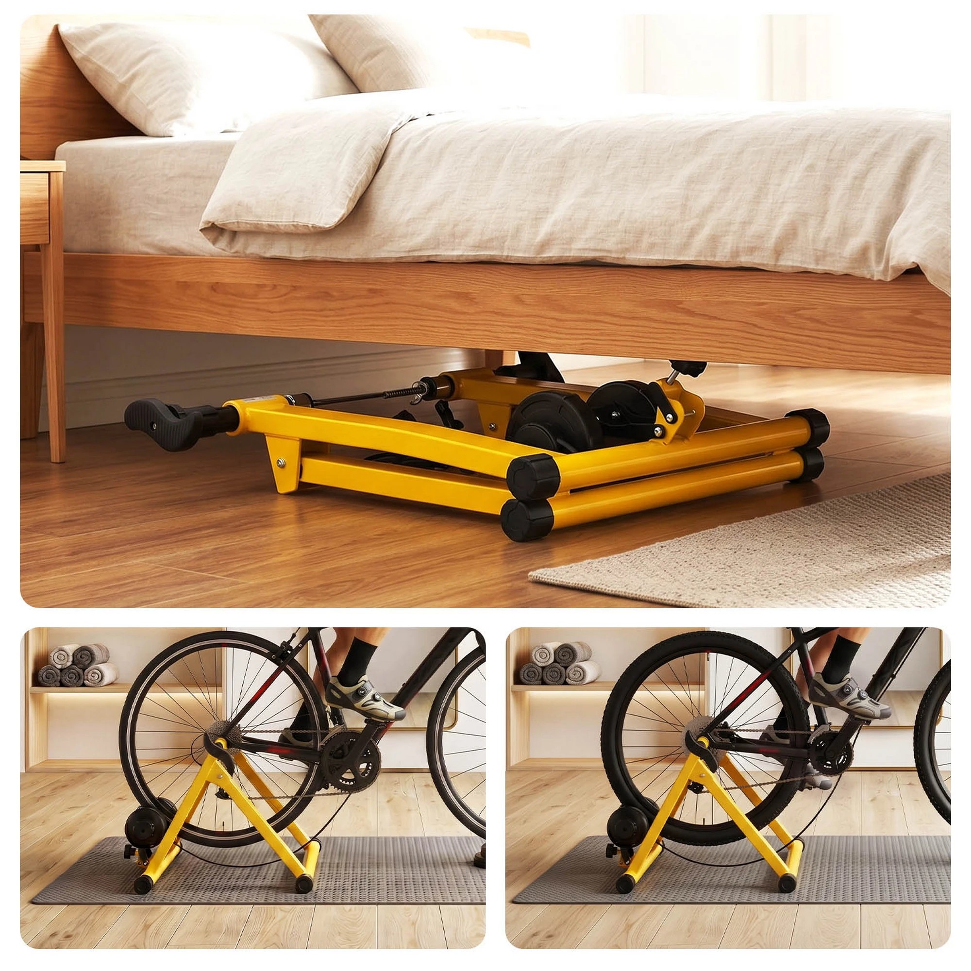 7 Everfit Bike Trainer Stand Indoor Riding 6 Level Resistance Bicycle Cycling - Yellow, 7 of 7