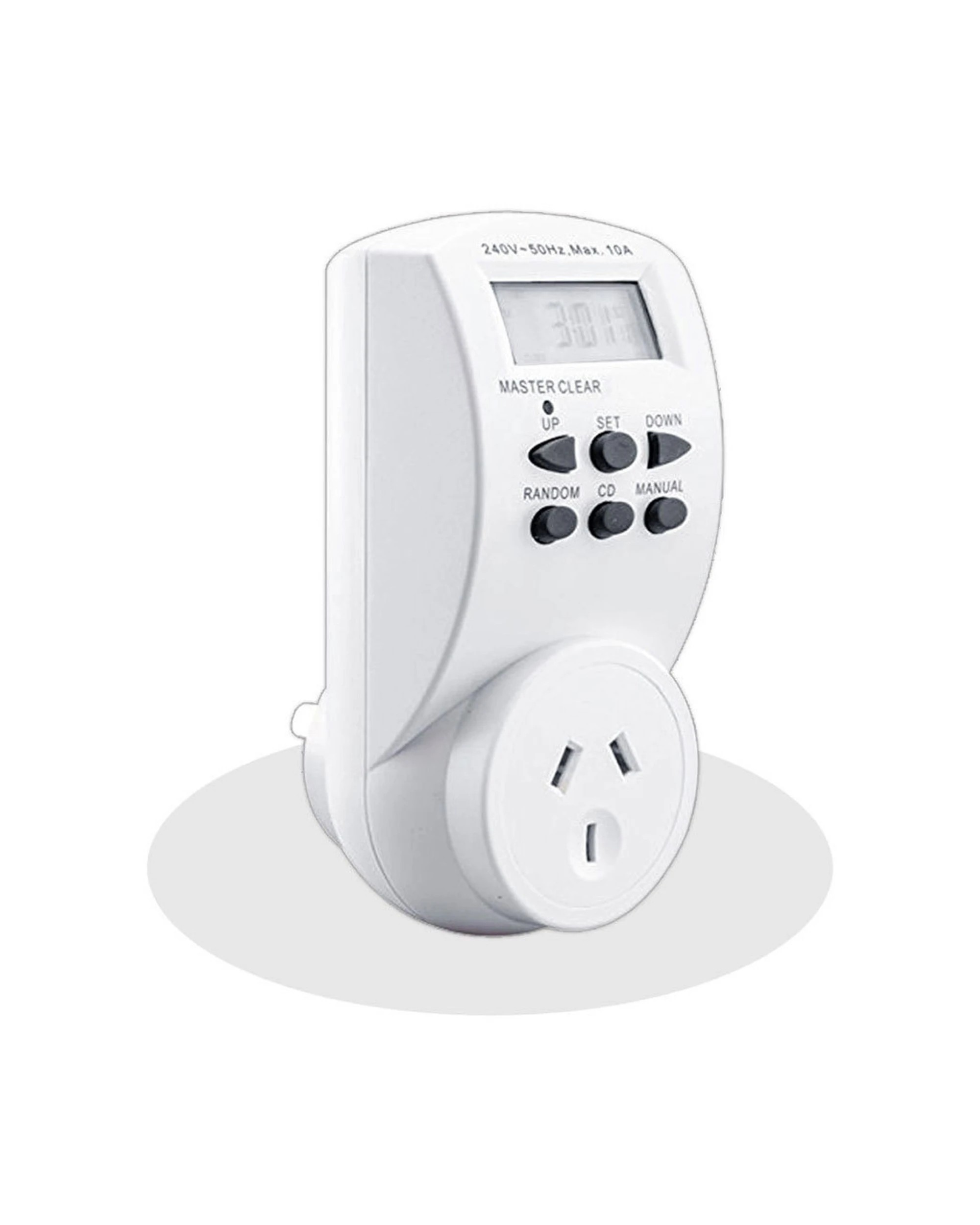 1 Sansai 7 Day 24hrs Outlet Powerplug Digital Timer 2400W 240V 10A Max LCD - White, 1 of 2