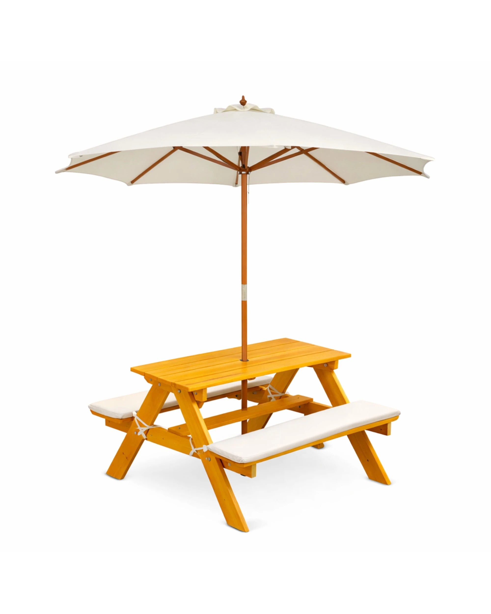 1 Hide & Seek Kids Picnic Table with Umbrella & Cushions - Off - White, 1 of 6