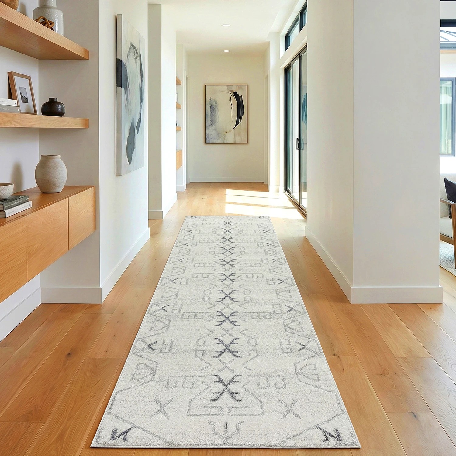 1 Common Ground Rugs Elysium Cala 400x80cm Runner - Large Pet Friendly Rug - Grey, 1 of 4