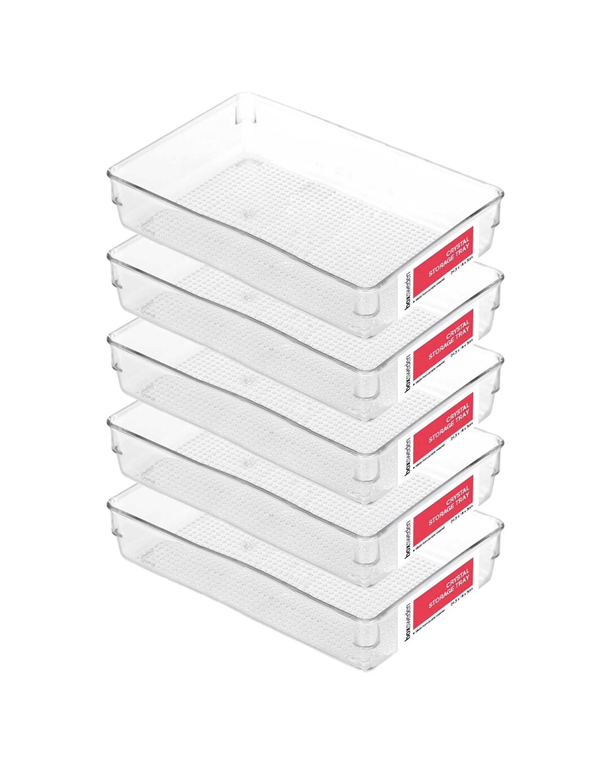 1 Boxsweden 5pk Crystal Storage Tray Durable Organisers Medium - Clear, 1 of 2
