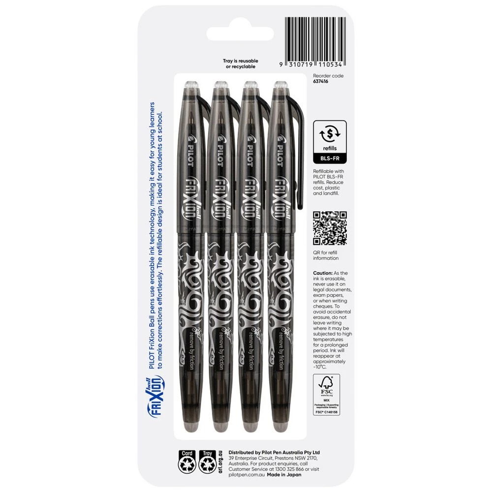 2 PILOT FriXion Ball Gel Pen 0.5mm Black 4 Pack, 2 of 8