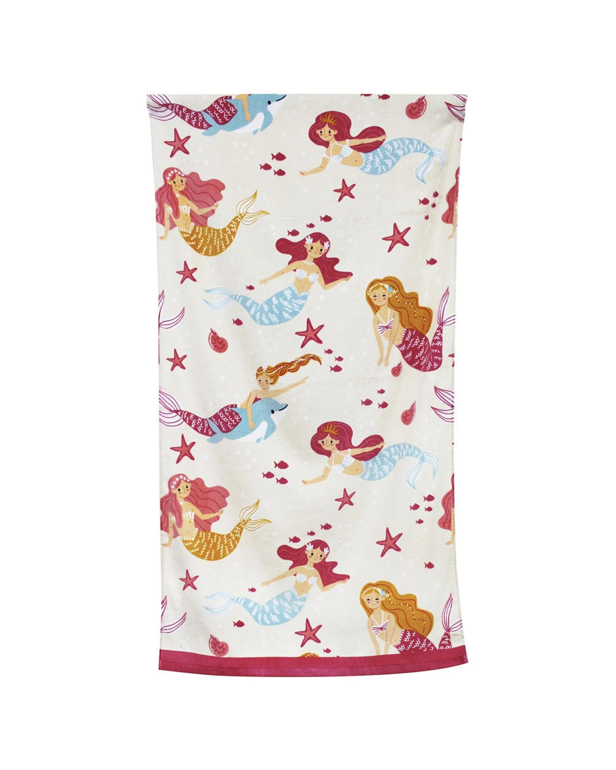 2 Onkaparinga Kids 60x120cm Beach Towel Soft Absorbent Cotton Mermaids Design - Pool Bath Use
 - Multi, 2 of 3