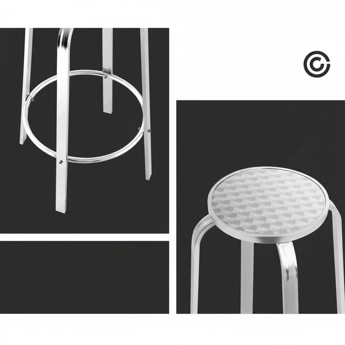 5 Gardeon 2-Piece Outdoor Bar Stools Patio Indoor Bistro Aluminum Chairs - Silver, 5 of 6