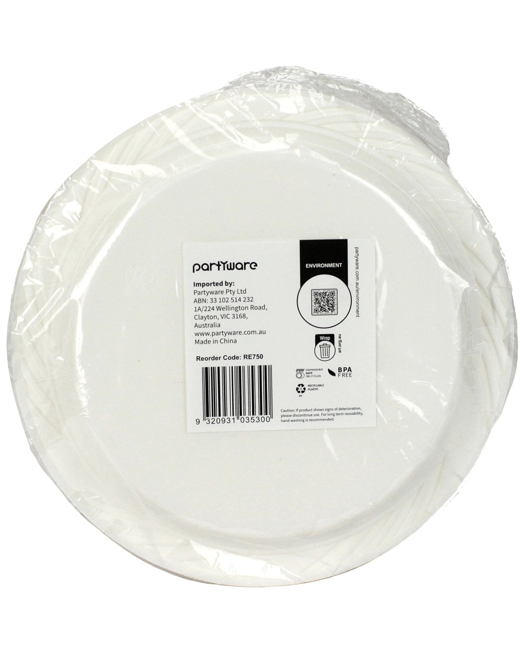 3 Partyware Everyday Living Reusable Plastic Dessert Plates Bulk Pack of 50 - White, 3 of 3