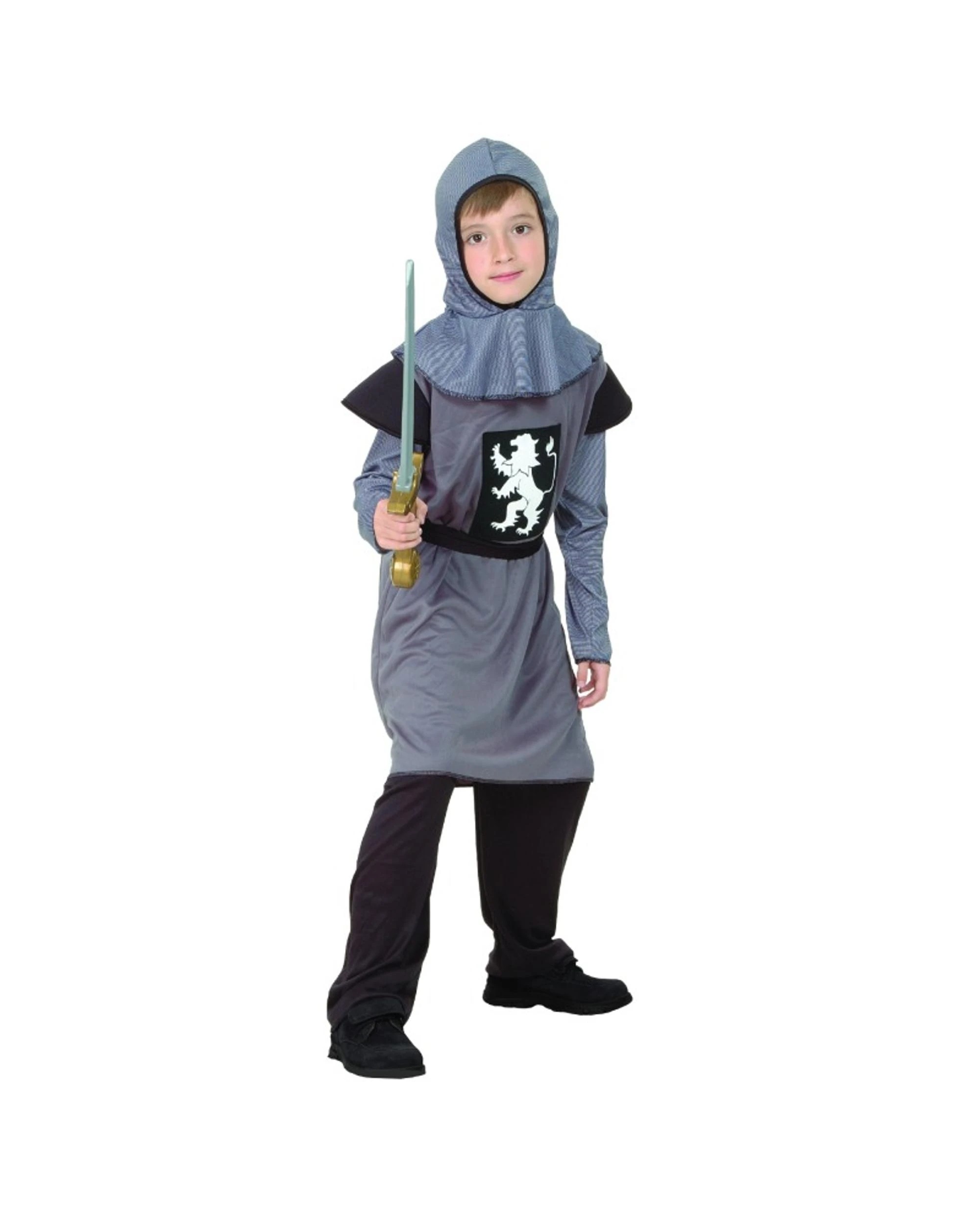 1 Medieval Knight Grey Boys Costume Size 8-10 Years, 1 of 1