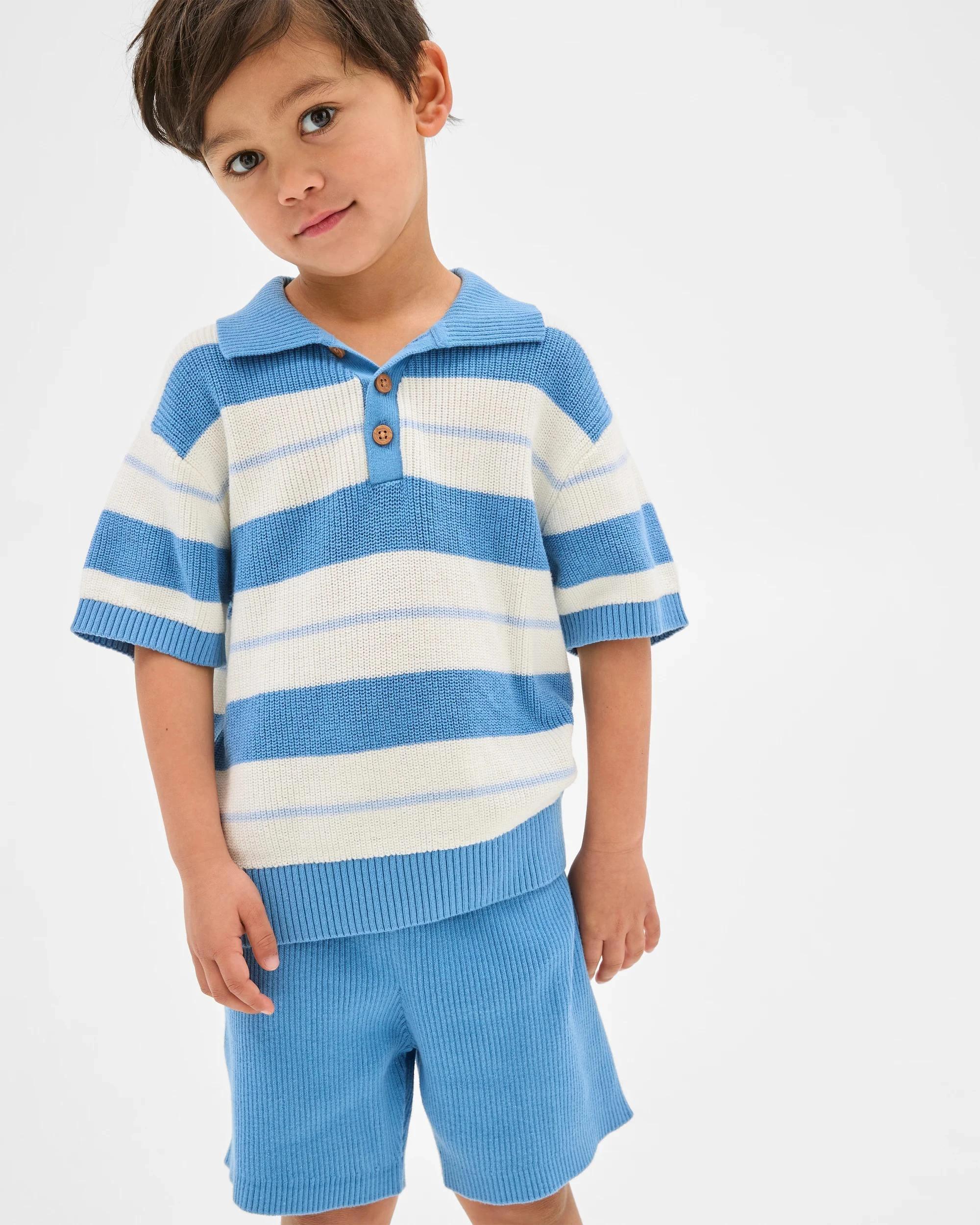 4 Target Australian Cotton Knit Polo and Short 2 Piece Set BLUE, 4 of 6