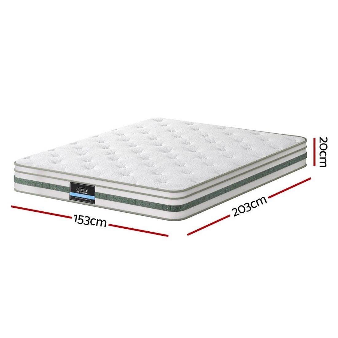 2 Giselle Bedding Green Tea Foam Pocket Spring Mattress Queen Bed Hybrid Mattresses - Queen Bed - Green, 2 of 7