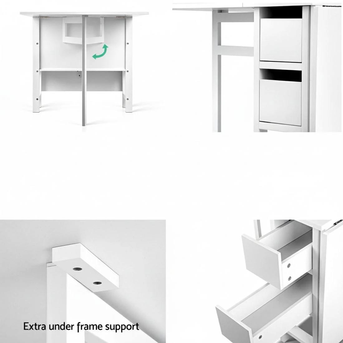 4 Artiss Dining Table Rectangular Extendable - White, 4 of 7