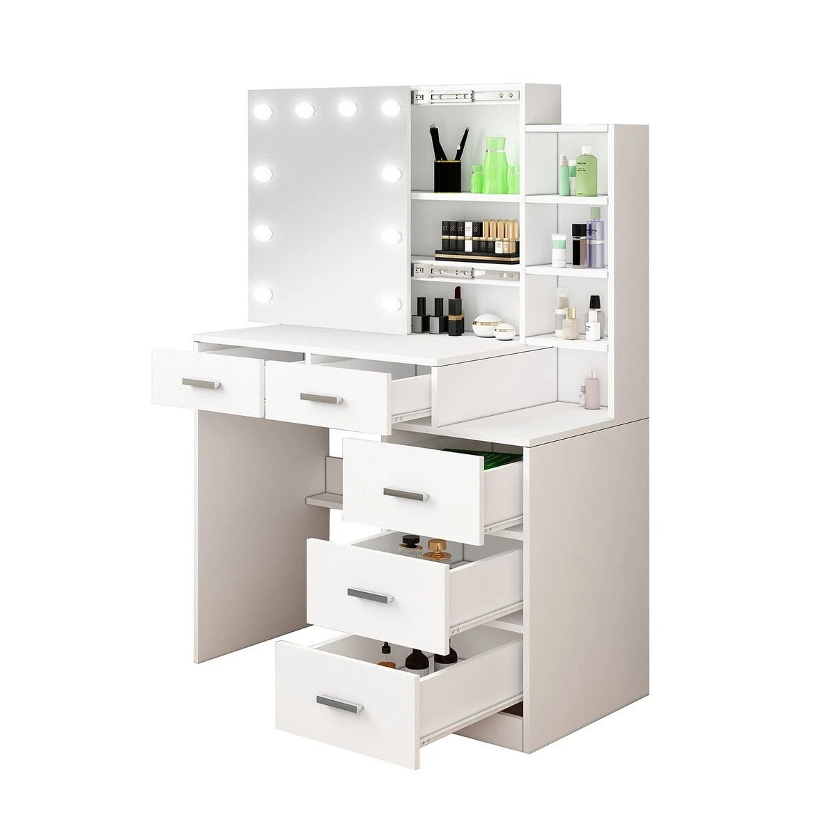 2 LUXSUITE Vanity Dressing Table Hollywood Makeup Mirror White, 2 of 8