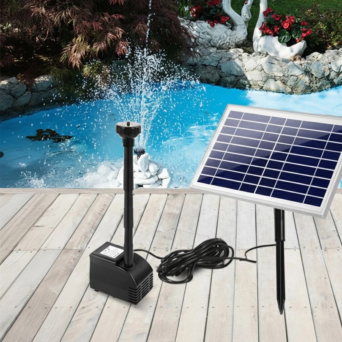 4 Gardeon Solar Pond Pump Submersible Water Fountain Kit 6.6FT - Black, 4 of 6