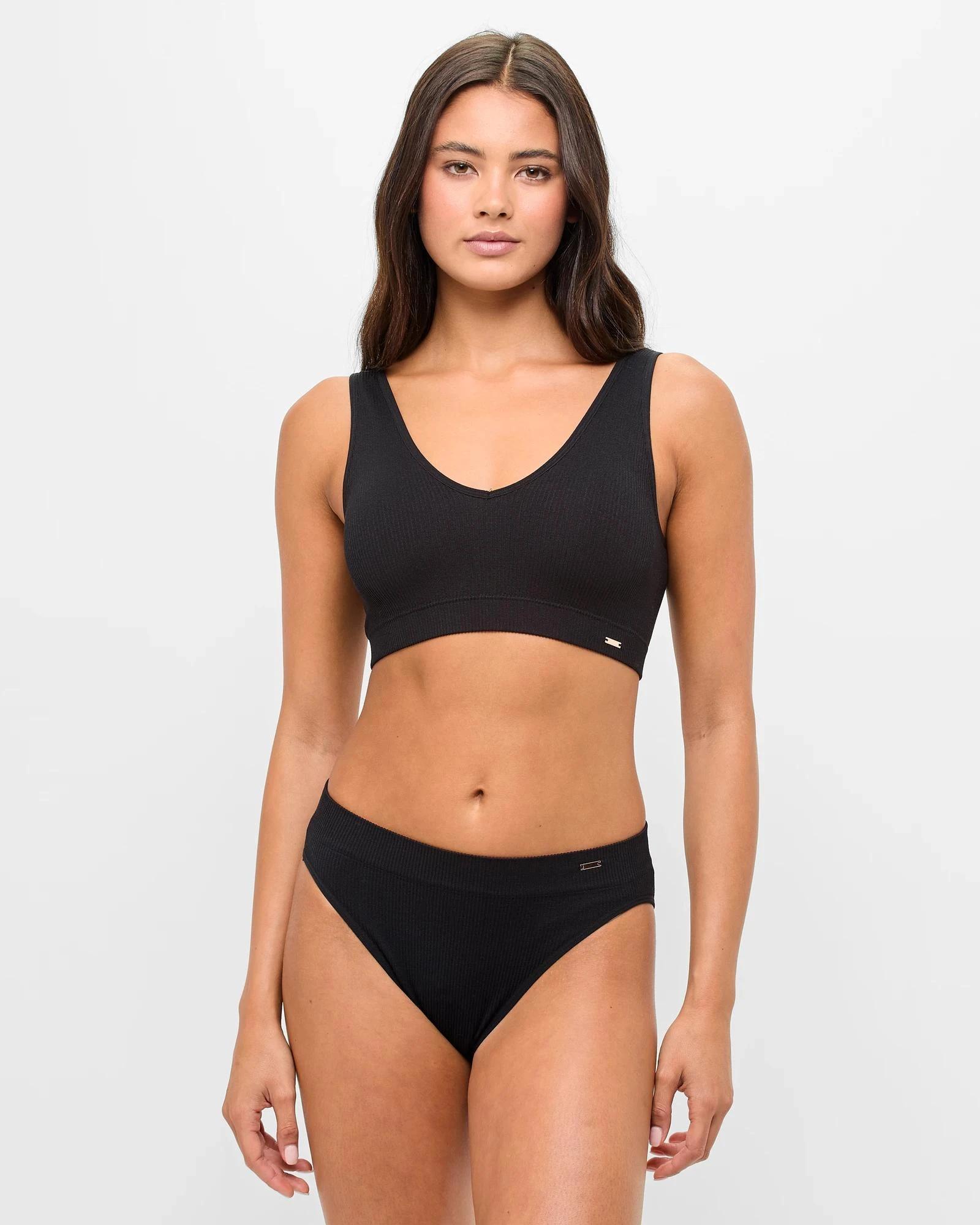 2 Lily Loves Ribbed Seamfree High Waist Bikini Briefs BLACK, 2 of 4