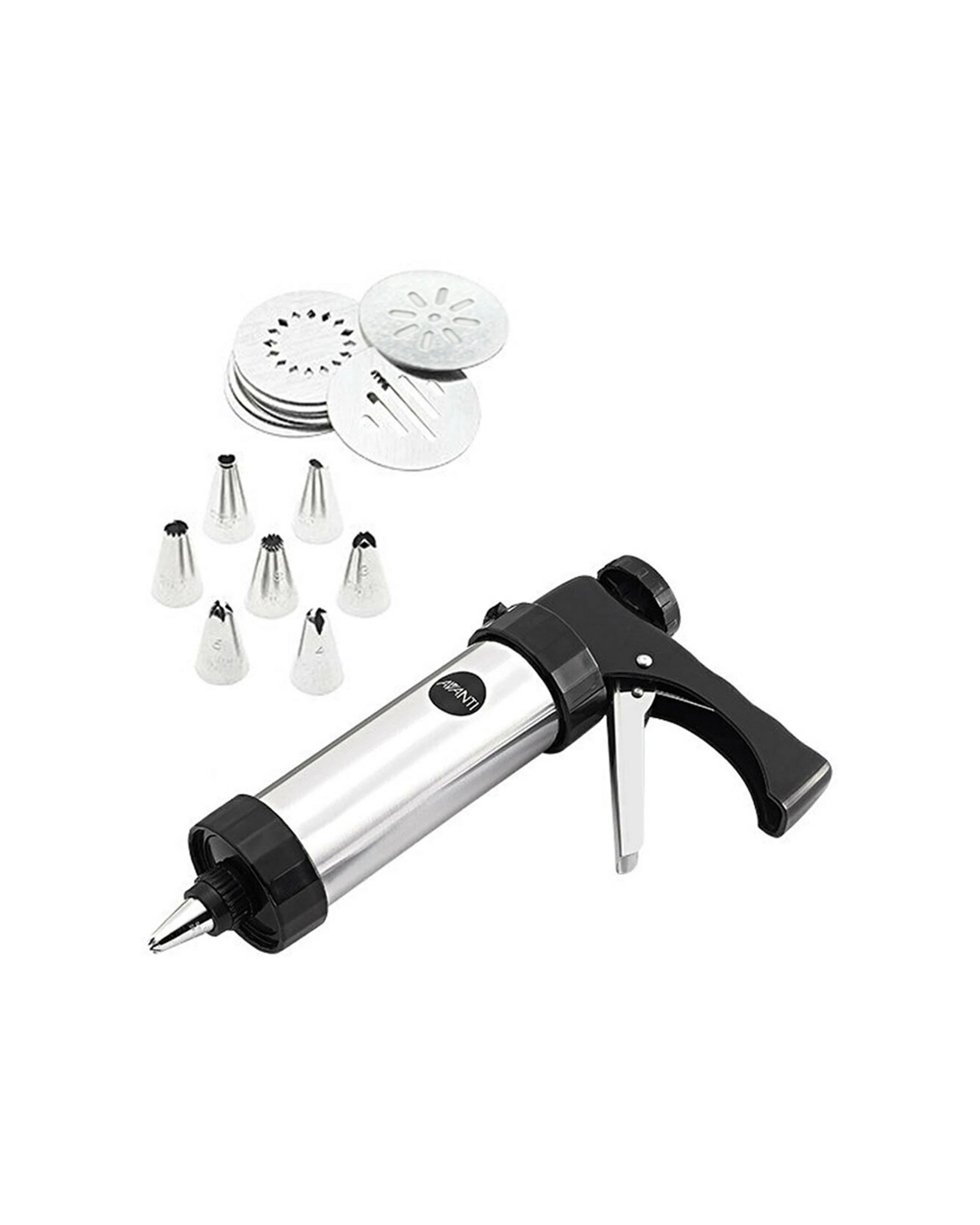 1 Avanti Cookie Press And Icing Set With 8 Pattern Discs And Nozzles With Trigger
 - Black, 1 of 3