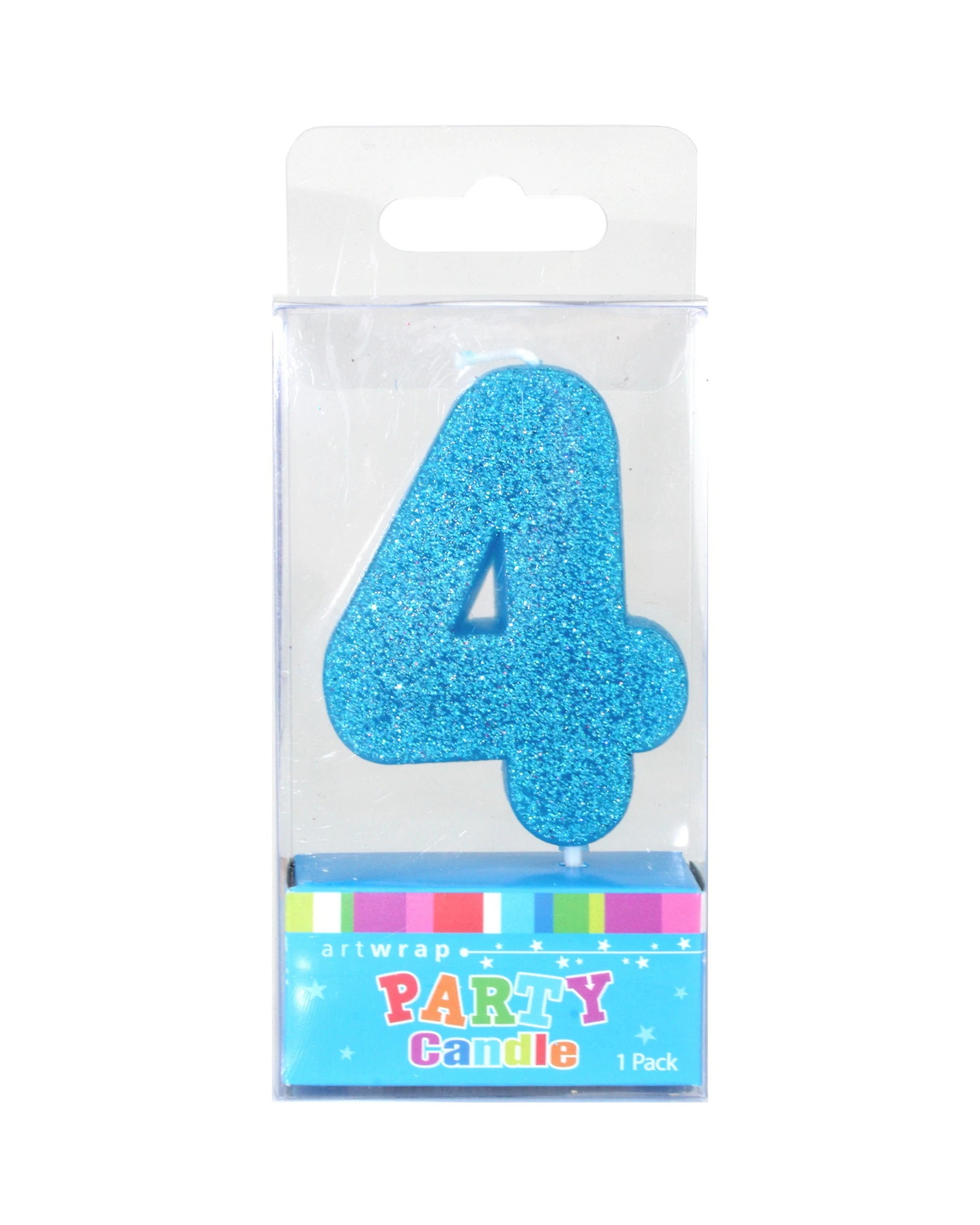 1 Artwrap Glitter Number 4 Candle - Blue, 1 of 1