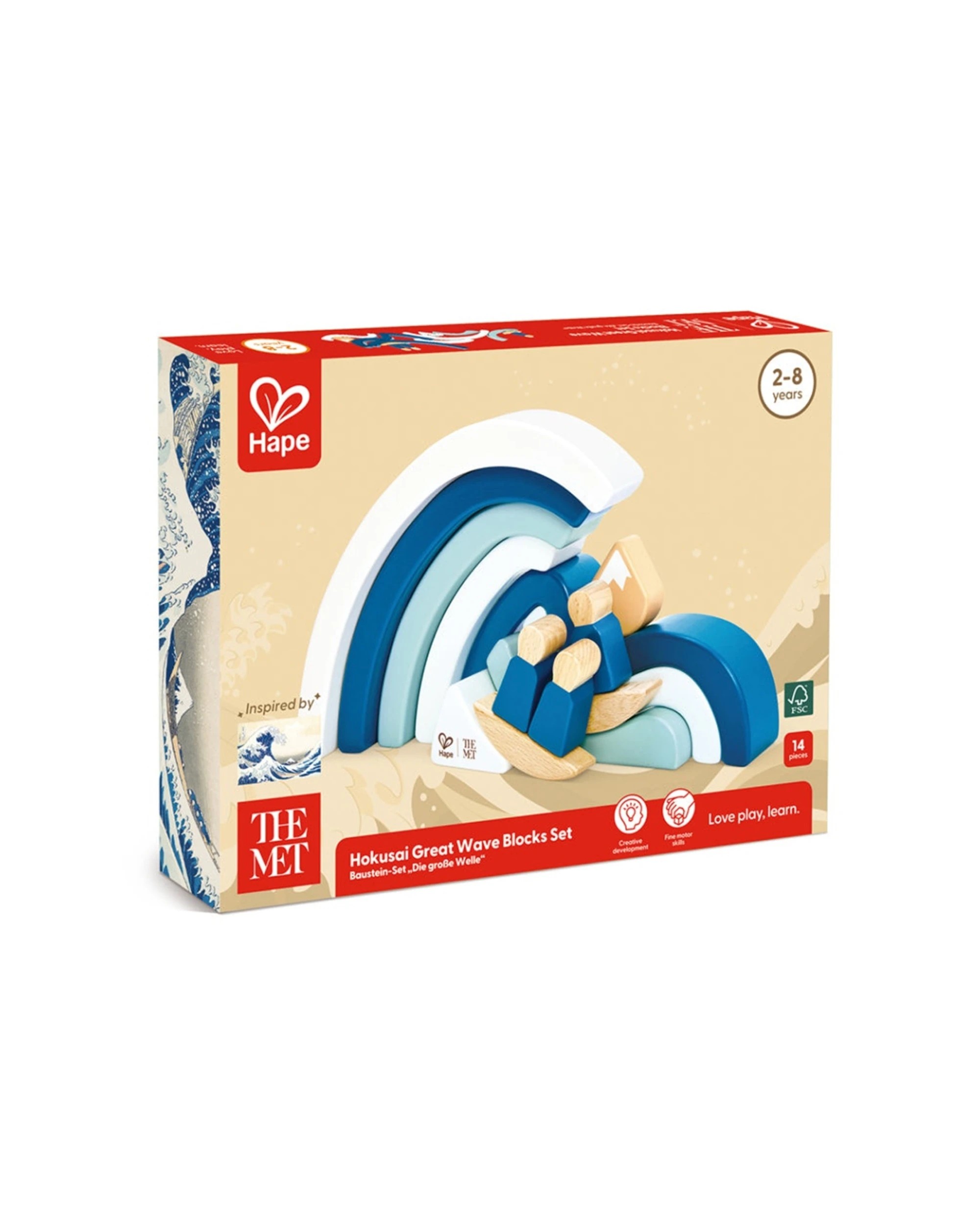 2 Hape 14pc Hokusai Great Wave Blocks Set Of Wooden Stacking Educational - Multi, 2 of 4