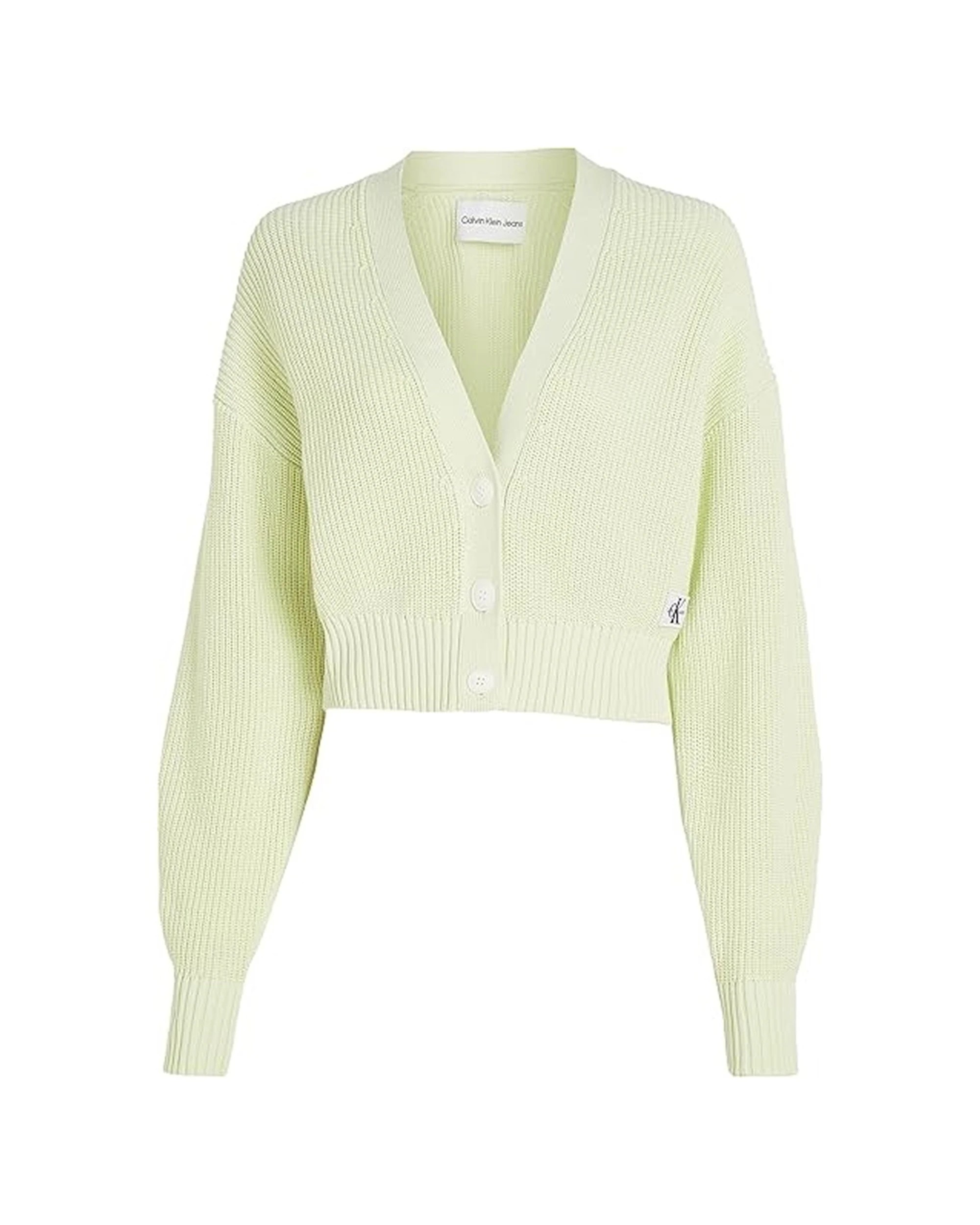 1 Calvin Klein Jeans Womens Chunky Cardigan Knitwear - One Size - Green, 1 of 6