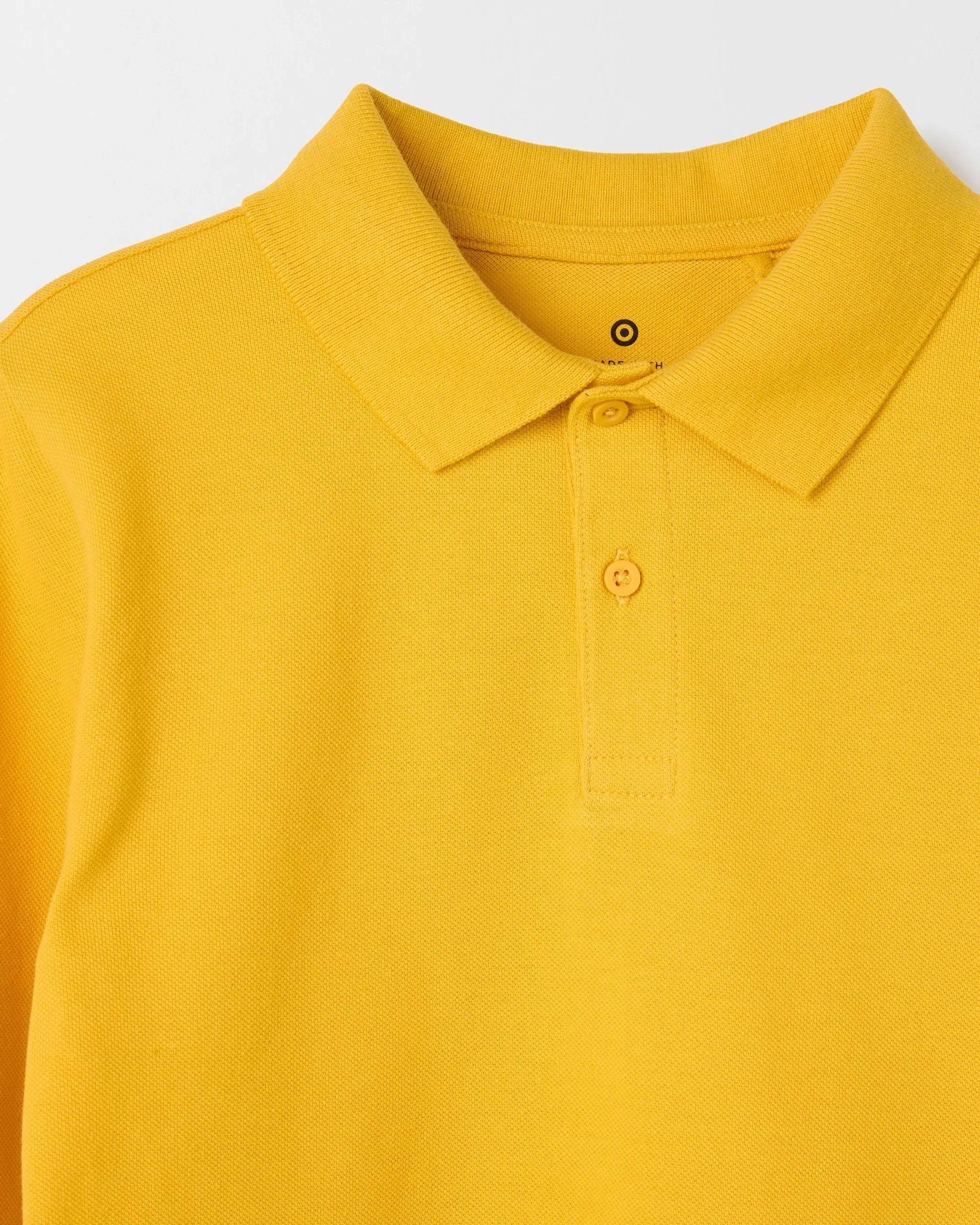 3 Target Kids Australian Cotton 2 Pack School Long Sleeve Polo Top GOLD, 3 of 3