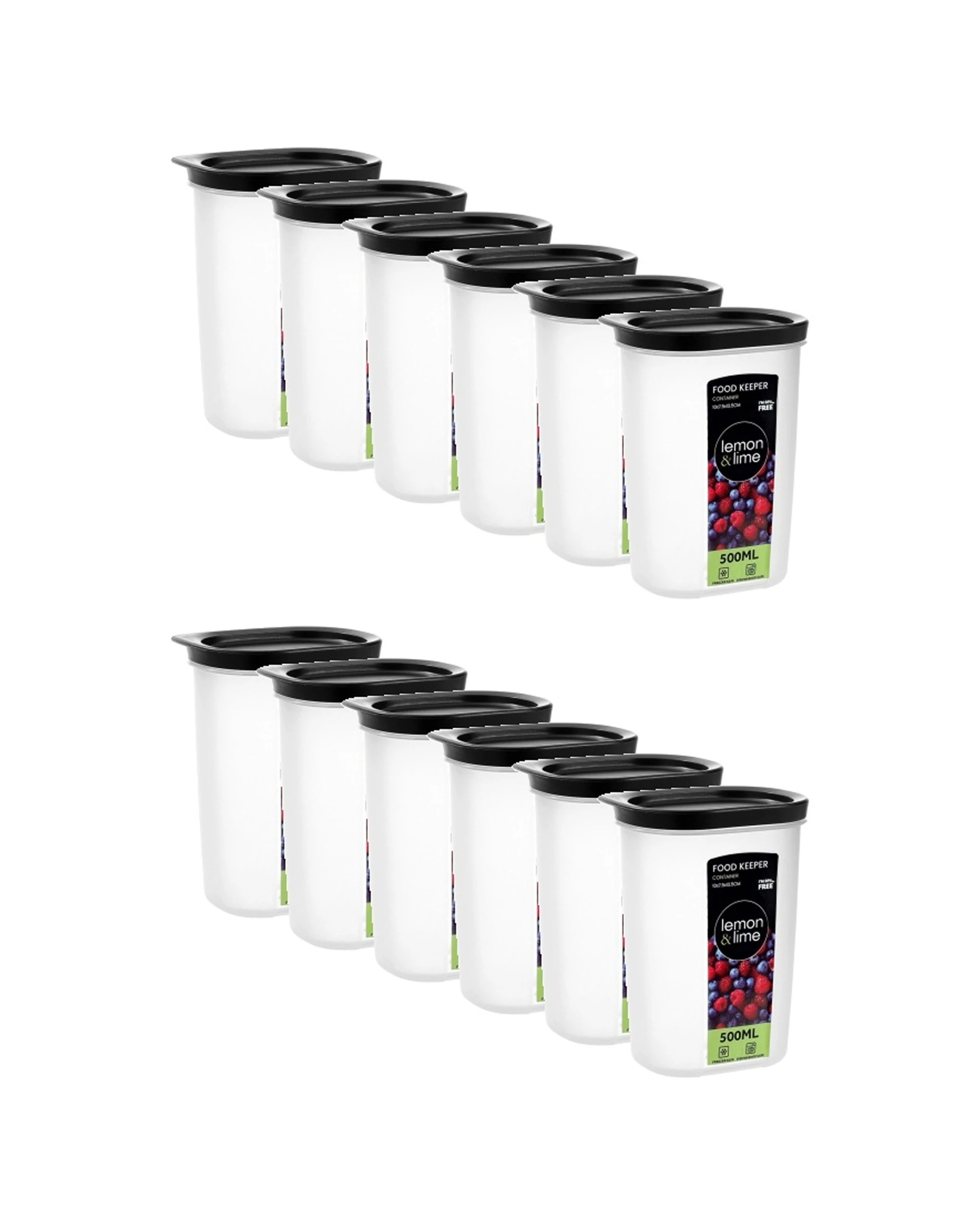 1 Lemon & Lime 12PK Food Keeper Reusable Container Organiser 500ml - Clear, 1 of 6