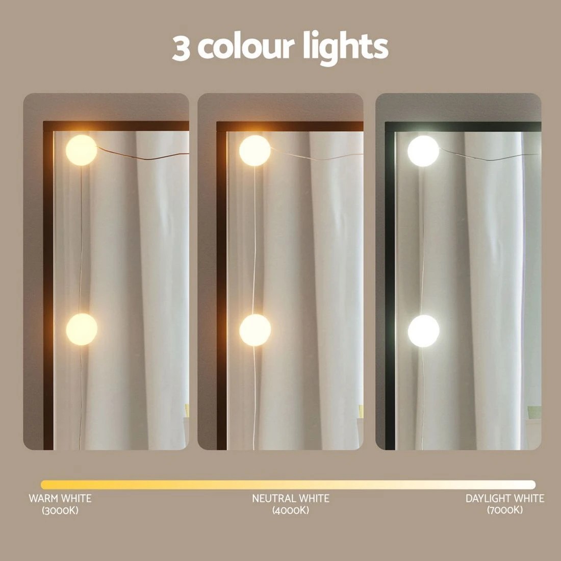 4 Artiss Dressing Table Vanity Desk Set Stool 10 Led Bulbs - Black, 4 of 6