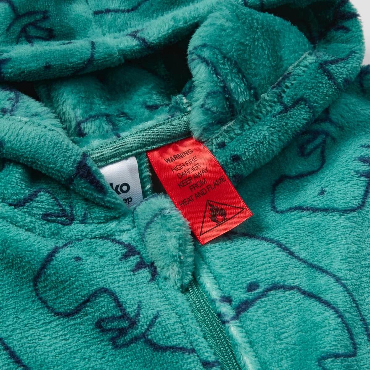 8 Novelty Fluffy All-In-One Sleepsuit Grn Dino, 8 of 9