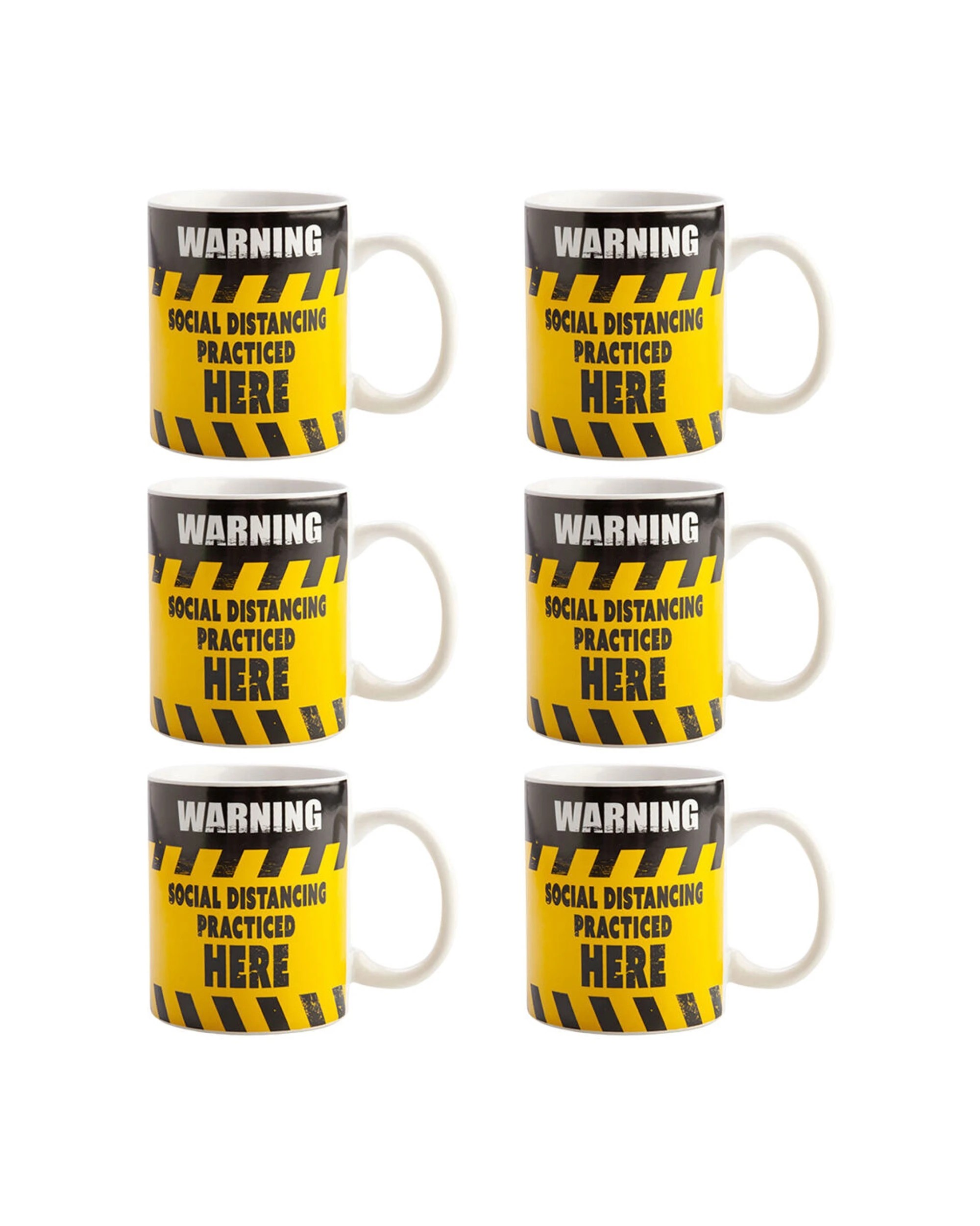 1 MDI 6pk Ceramic Coffee Mug Drinkware Set Social Distance Practice 115x95mm - Pattern, 1 of 6