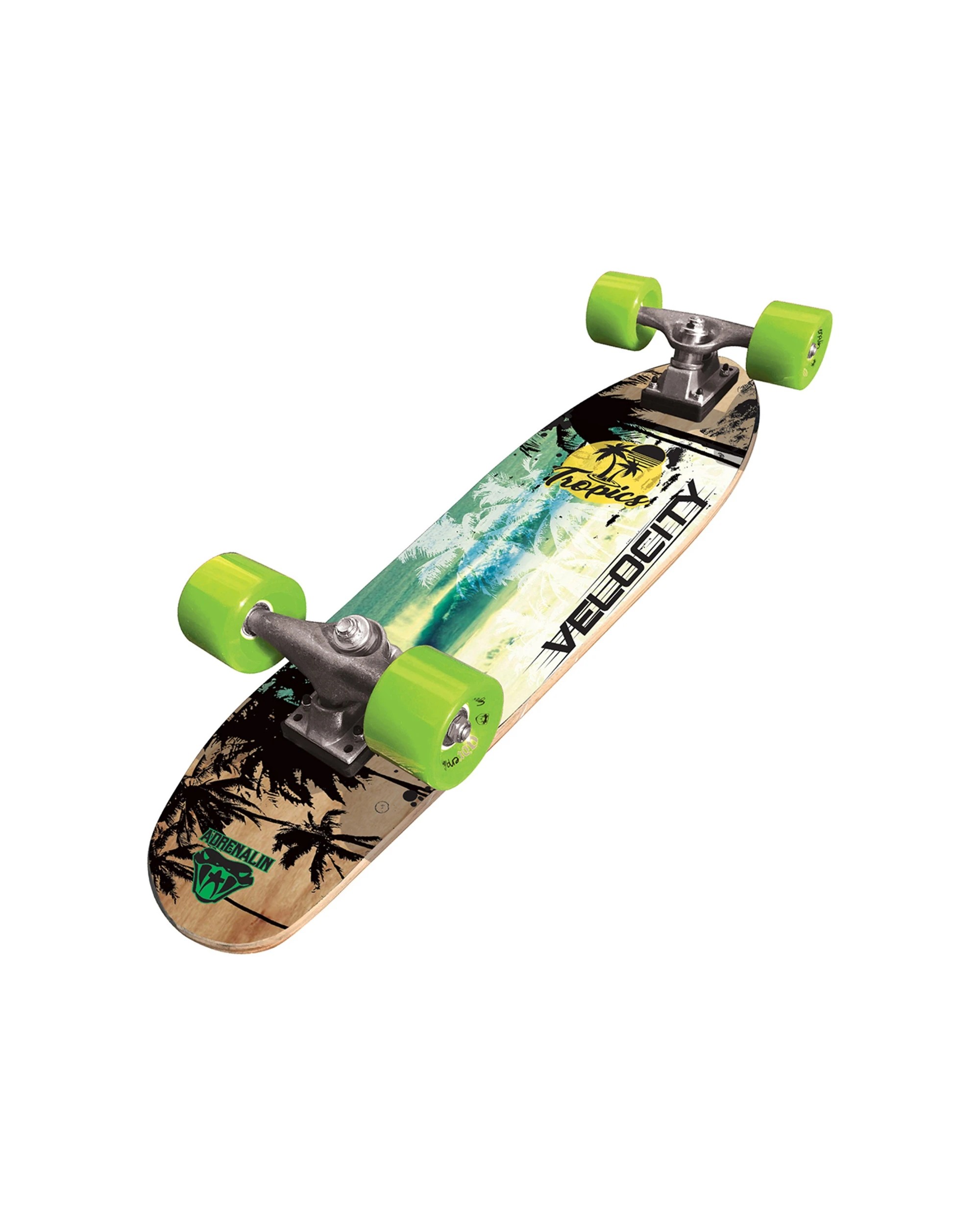 1 Adrenalin Skate Mini Cruiser Velocity Tropic 26" Ramp/Street Skateboard - Green, 1 of 1