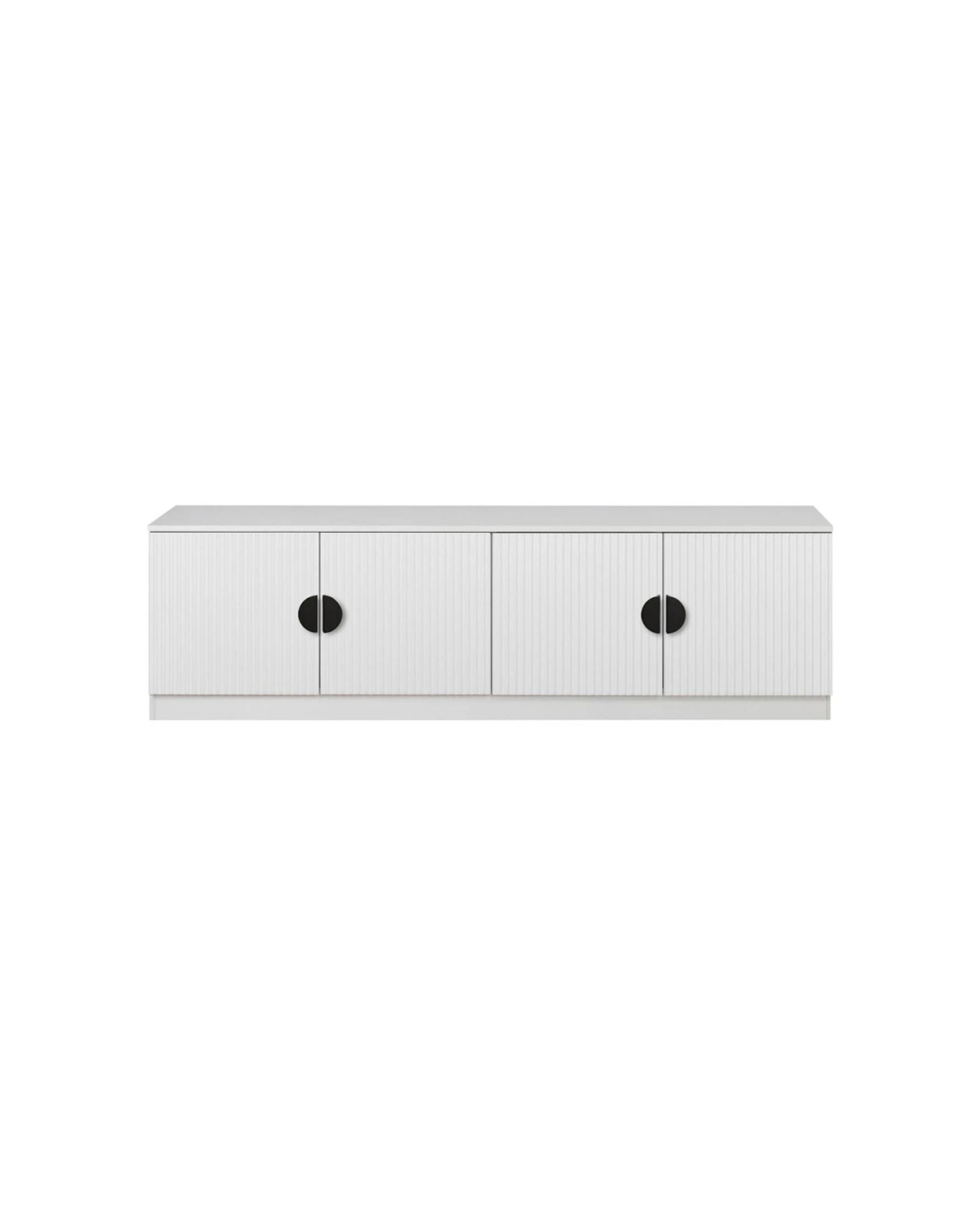 1 European Cabinetry Bucharest Hamptons Panel TV Unit Half Moon Handle - White, 1 of 4