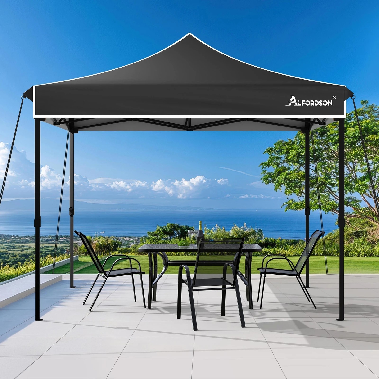 3 Alfordson Gazebo 3x3m Pop Up Marquee Canopy - Black, 3 of 10