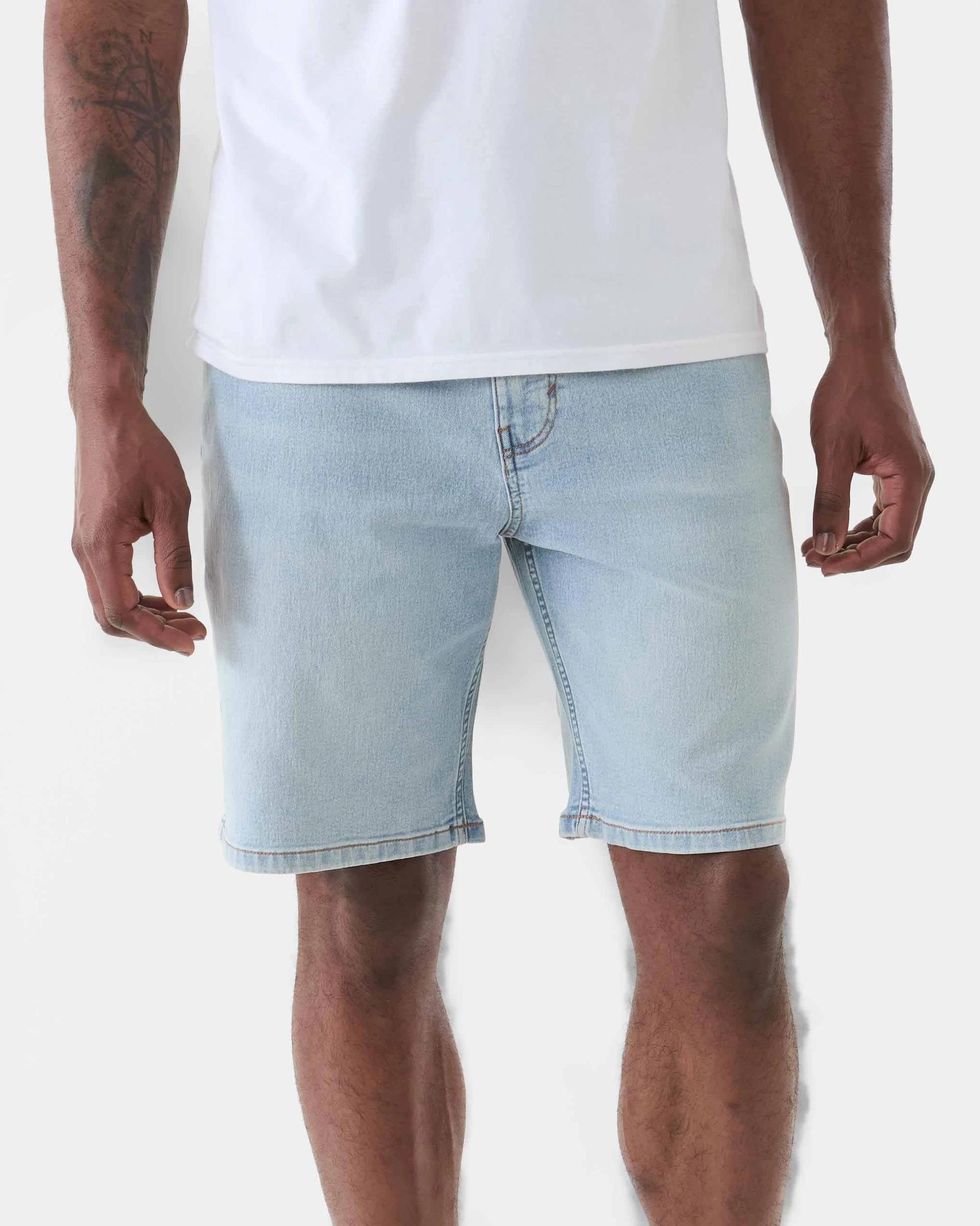 1 Straight Denim Shorts Blue Light, 1 of 6