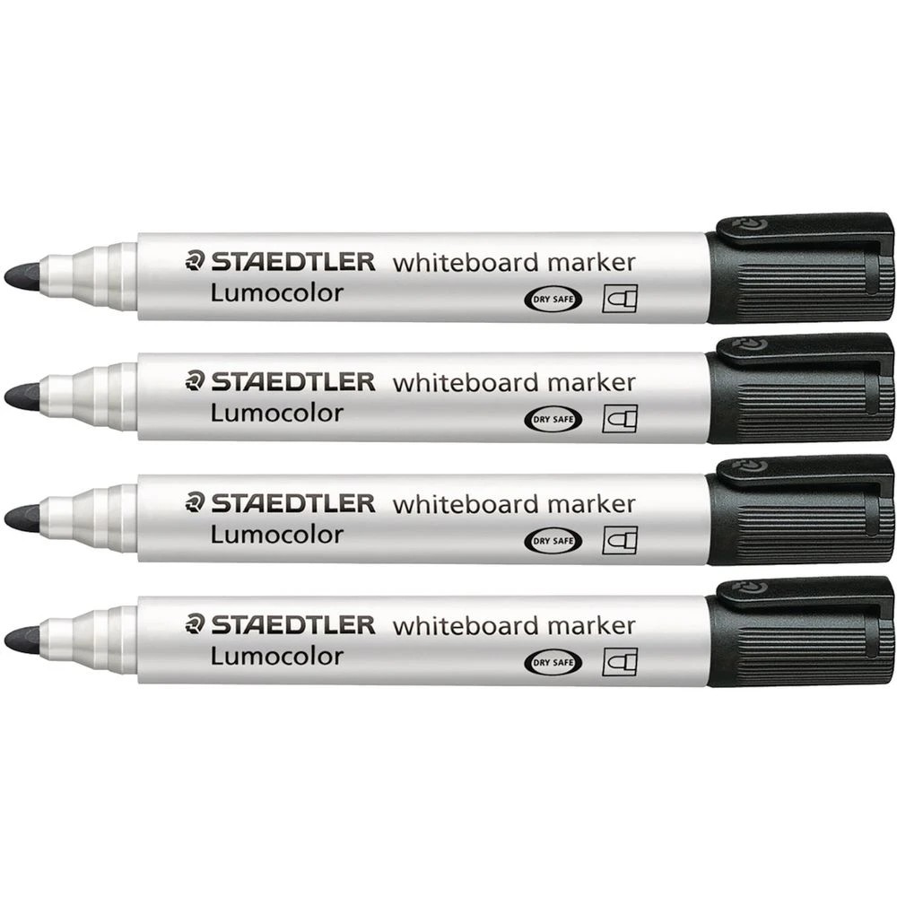 4 Staedtler Lumocolor Whiteboard Markers Bullet Black 4 Pack, 4 of 5
