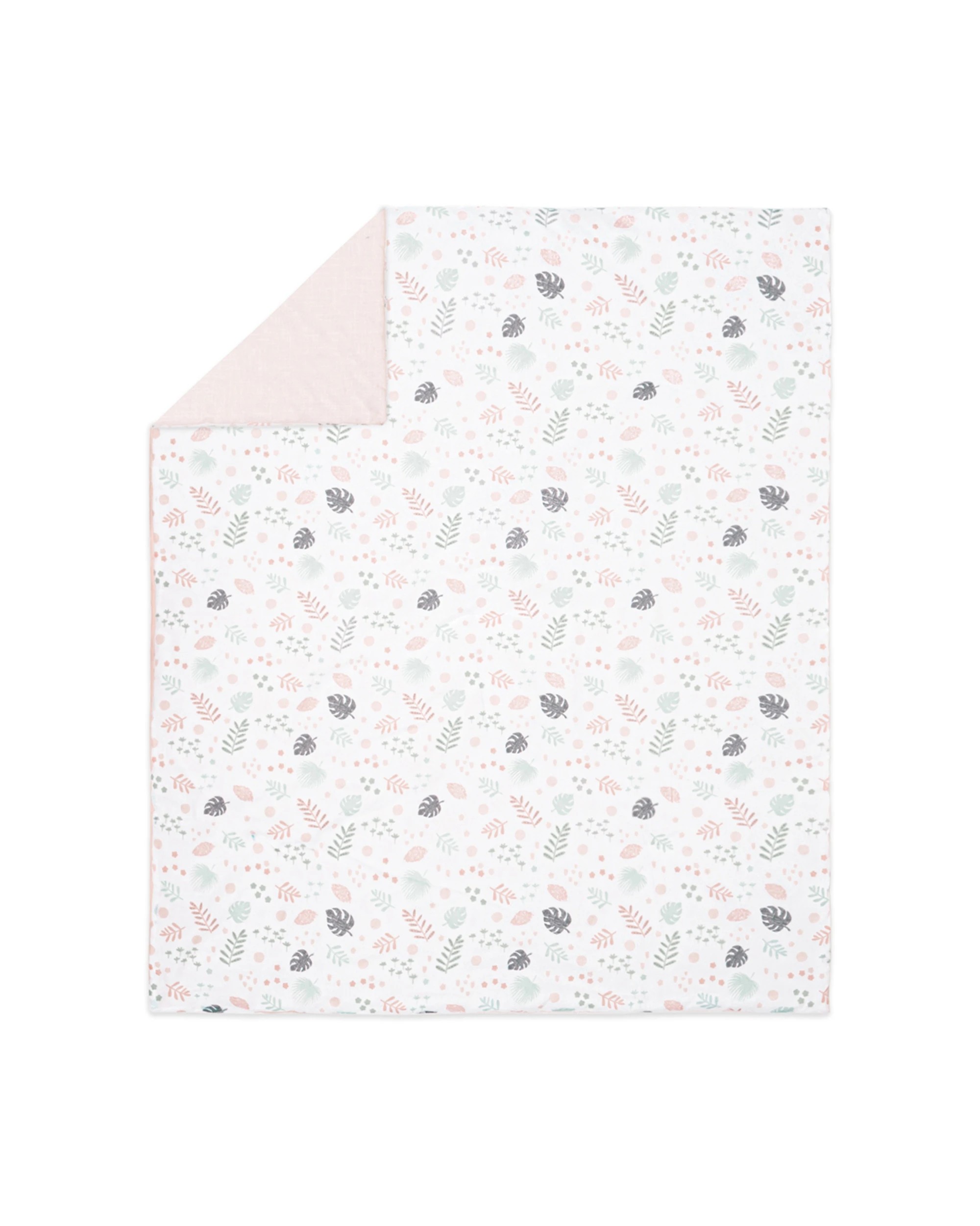 1 Little Haven Baby Quilt Reversible Cotton Nursery Bedding Botanical Leaf - Multi, 1 of 4