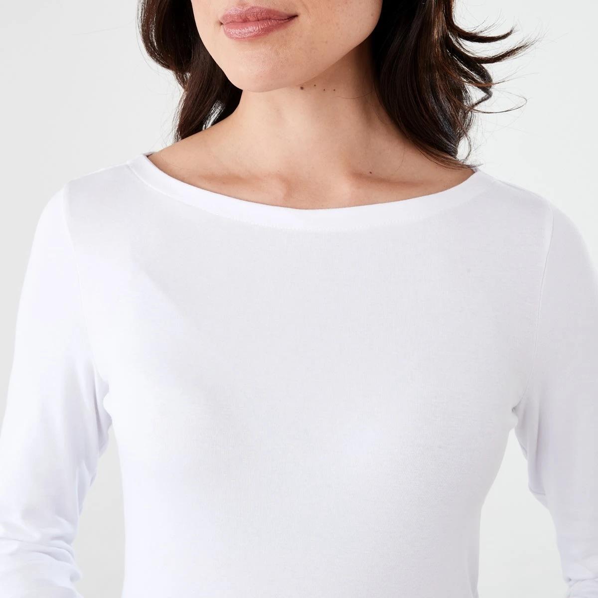 5 Long Sleeve Modal Boat Neck Top WHITE, 5 of 5
