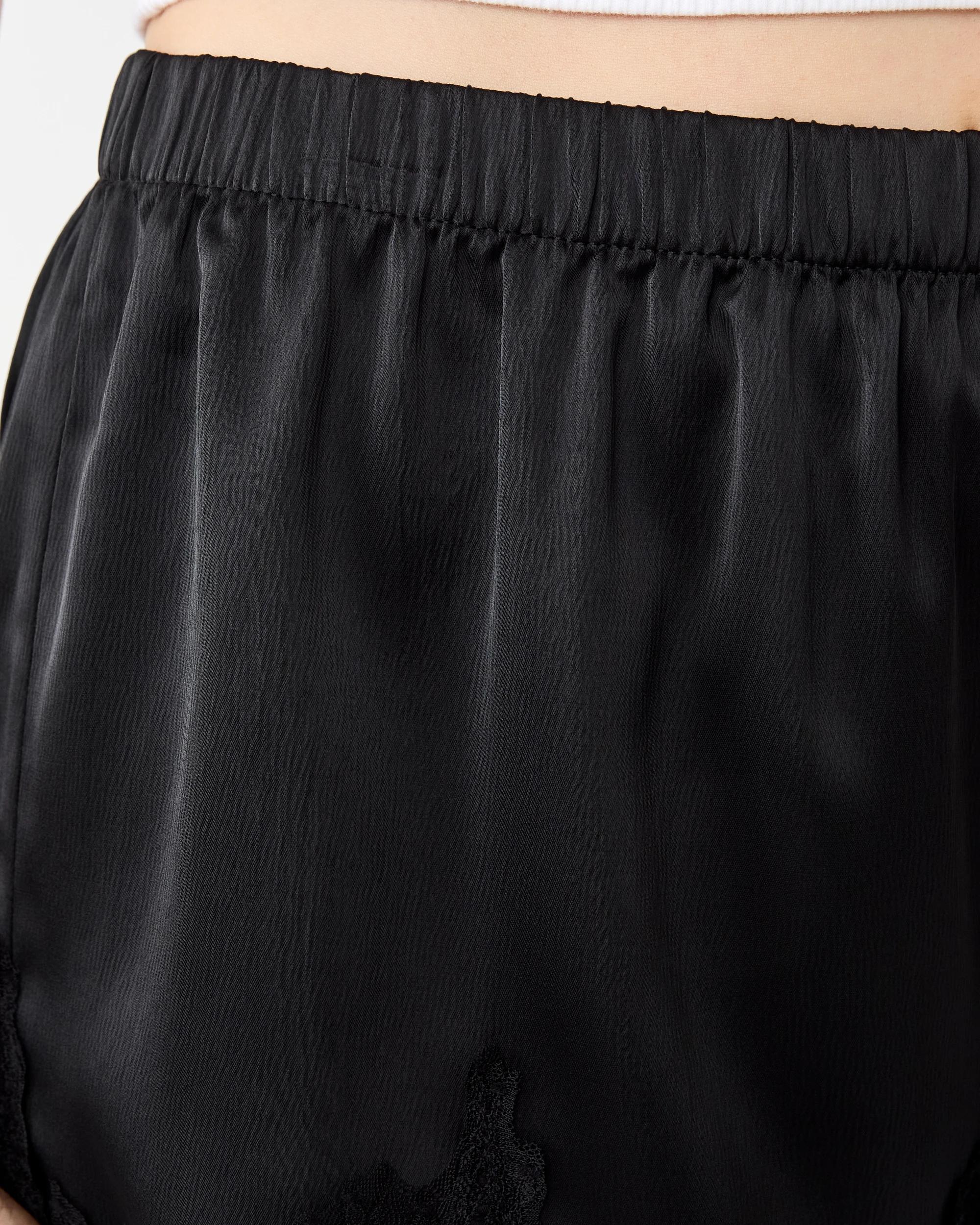5 Lace Trim Satin Shorts Black, 5 of 6