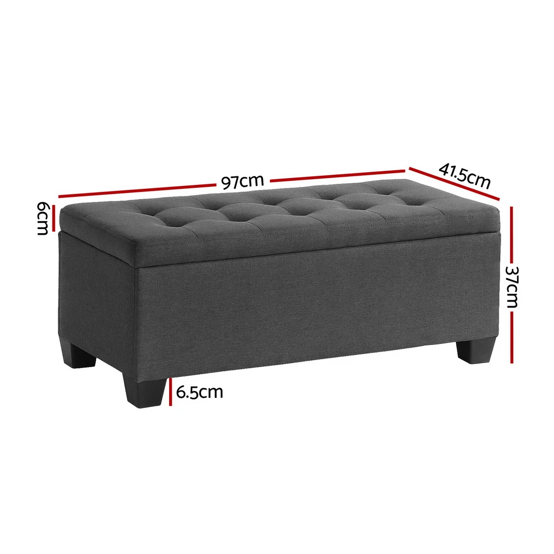 2 Artiss Storage Ottoman Blanket Box 97cm Linen - Black, 2 of 7