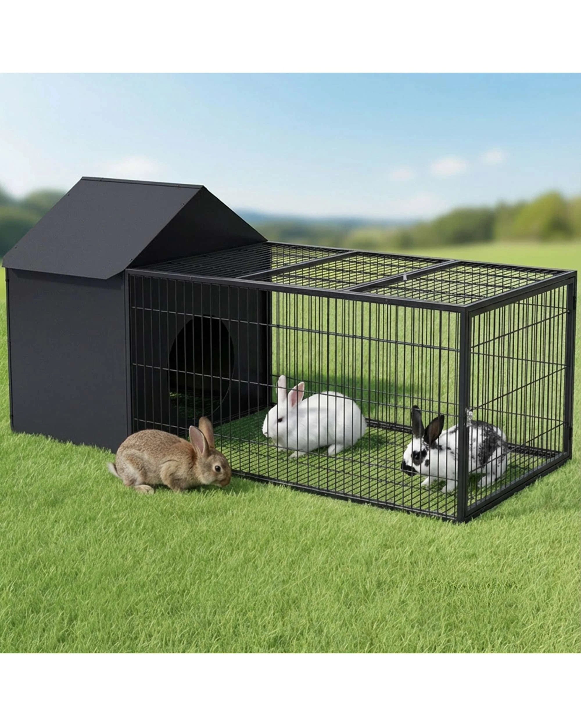 3 Advwin Rabbit Hutch 166x70cm Bunny Cage Guinea Pig Cage Pet Cage, 3 of 9