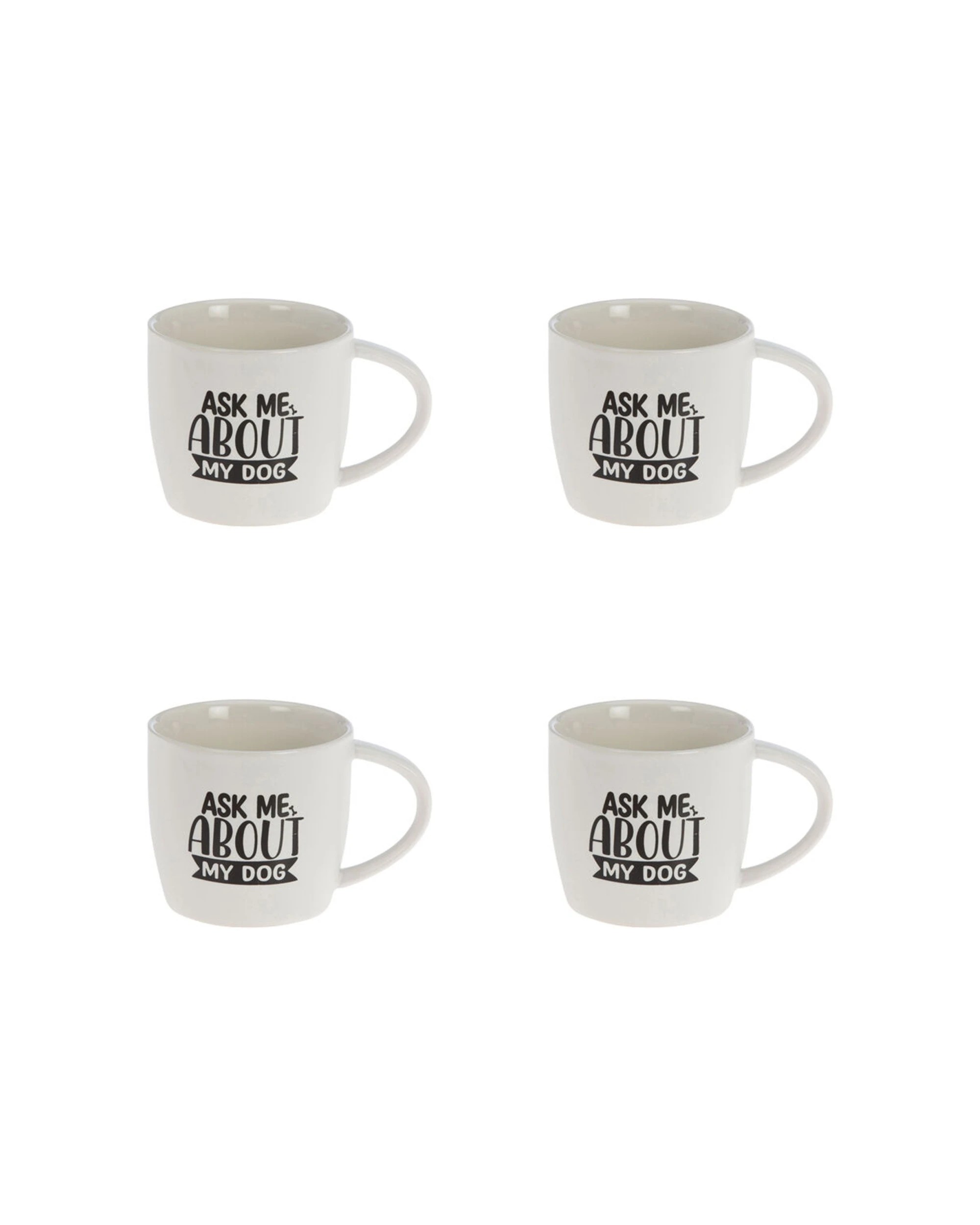 1 Bramble Bay 4PK Ask About My Dog Quote Novelty Coffee Mug Ceramic - White, 1 of 2