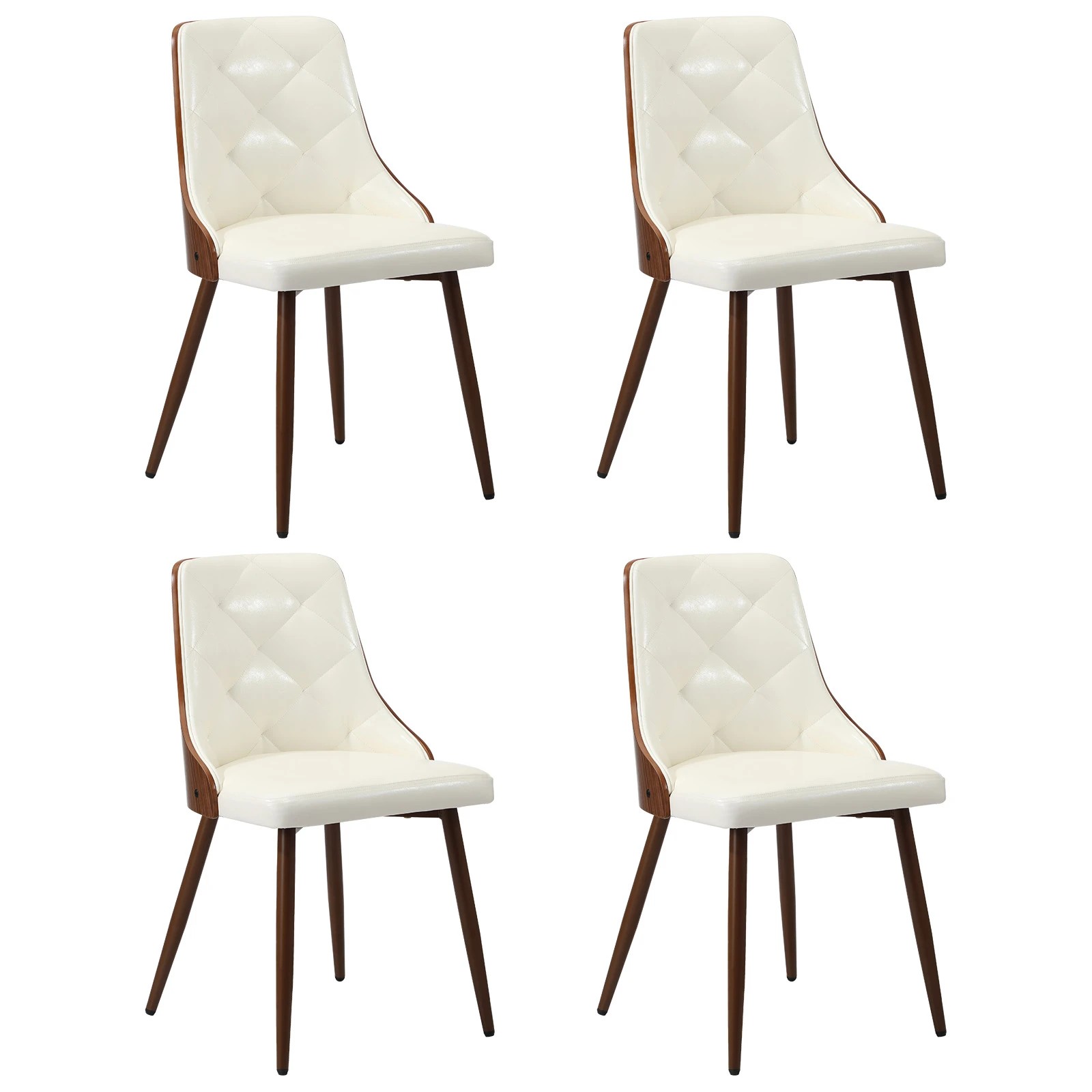 1 Oikiture Dining Chairs Kitchen Accent Lounge PU Leather x4 - White, 1 of 9