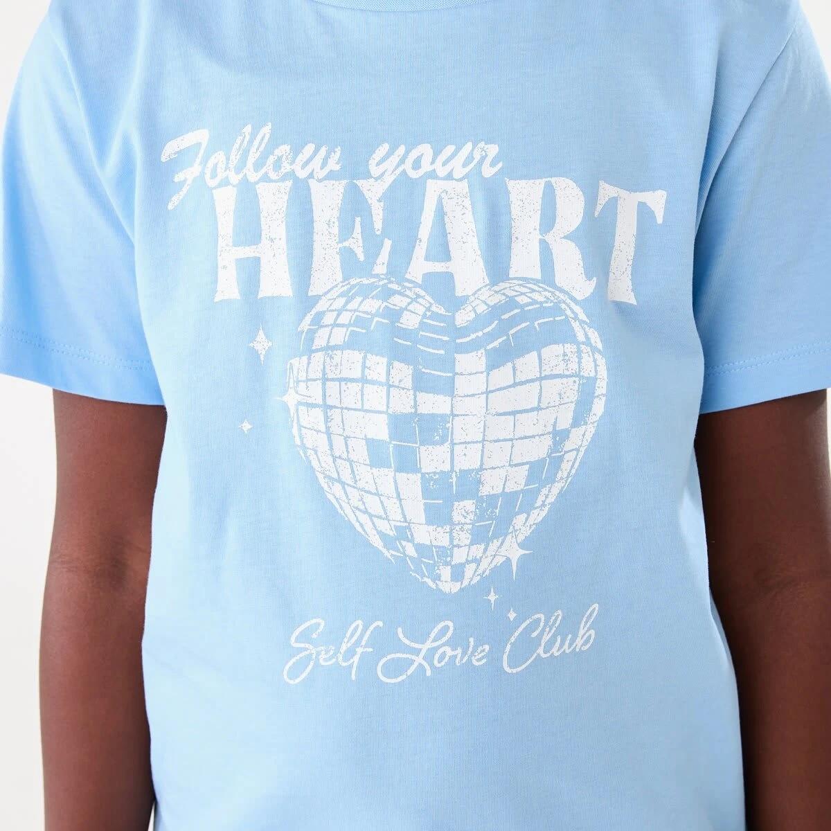4 Short Sleeve Print T-shirt FOLLOW YOUR HEART BLUE, 4 of 6