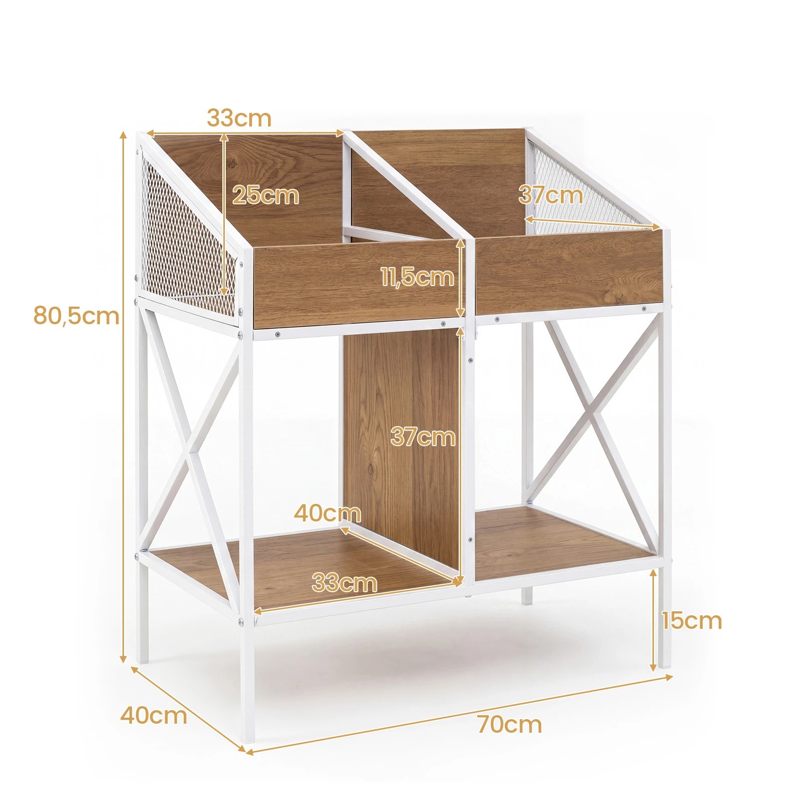 2 Costway 2-Tier Vinyl Record Storage Rack Magazine Books Record Holder - Natural, 2 of 7
