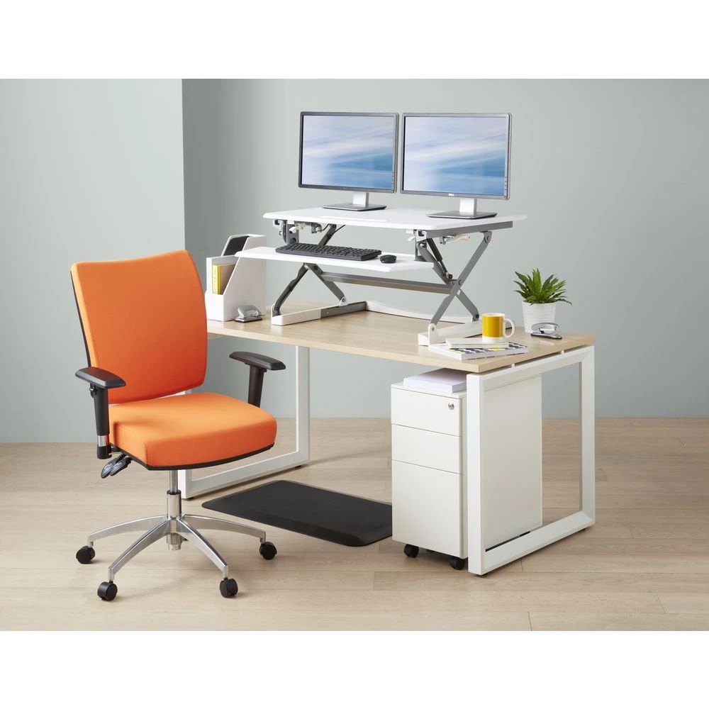 2 Stilford Professional Sit-Stand Adjustable Desk Riser White  Desks, Tables and Workstations, 2 of 10