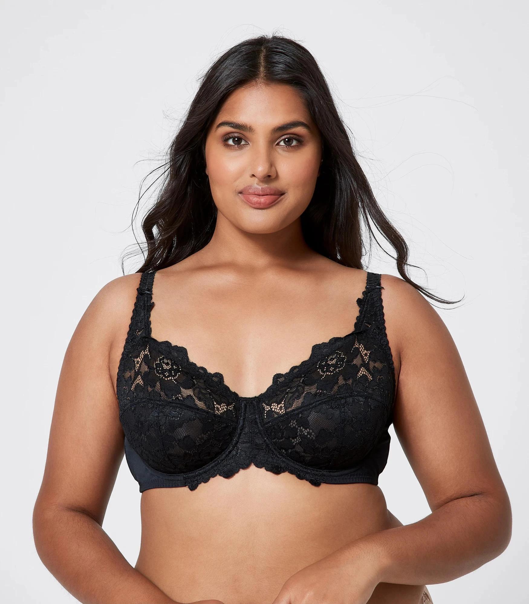 3 Target Fuller Figure Cup Soft Lace Underwire Bra BLACK, 3 of 10