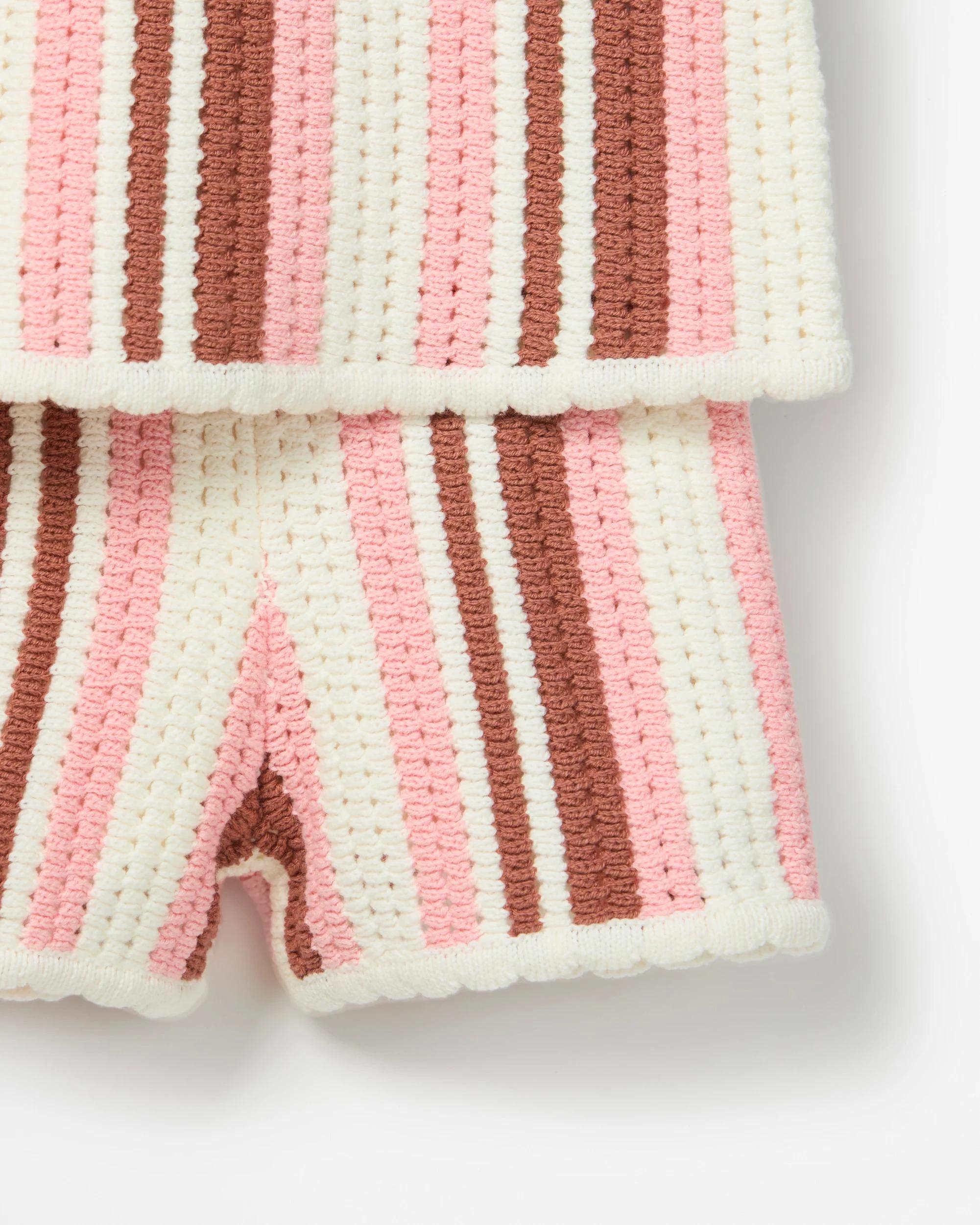 7 Target Kids Crochet Tank and Short 2 Piece Set PINK STRIPE, 7 of 7