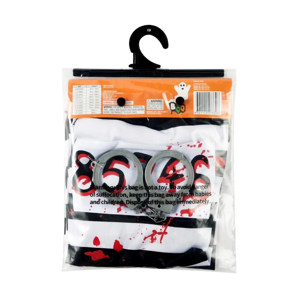 10 3 Piece Prisoner Costume - Ages 8+, 10 of 10