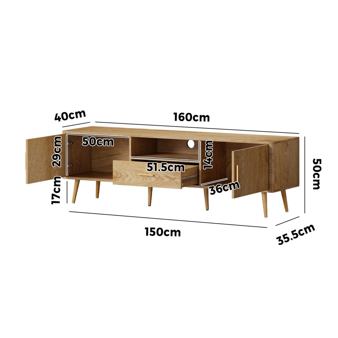 9 Oikiture Entertainment Unit 160cm
 - Natural, 9 of 10