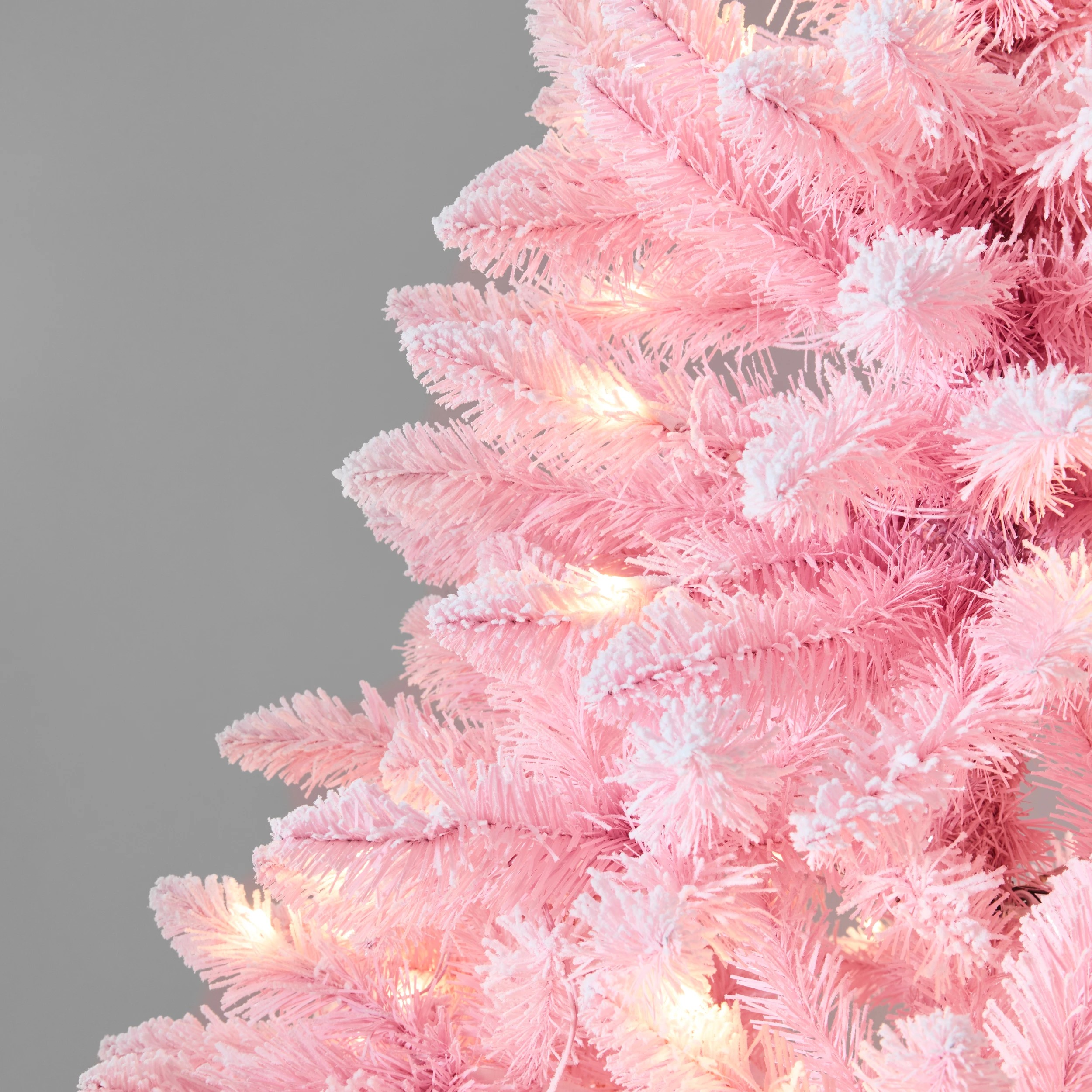 4 1.82m (6ft) Flocked Pink Prelit Christmas Tree, 4 of 8