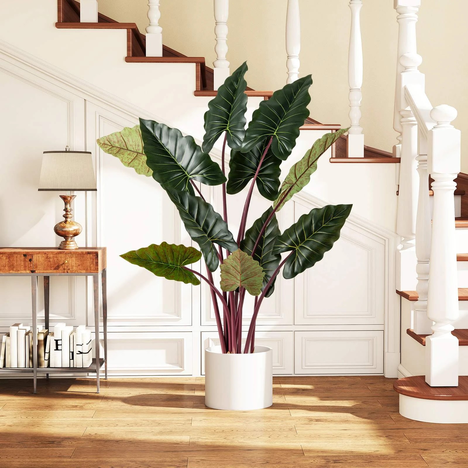 2 Costway 160cm Artificial Plant Tree Fake Rainbow Taro Tree Potted Plant, 2 of 3