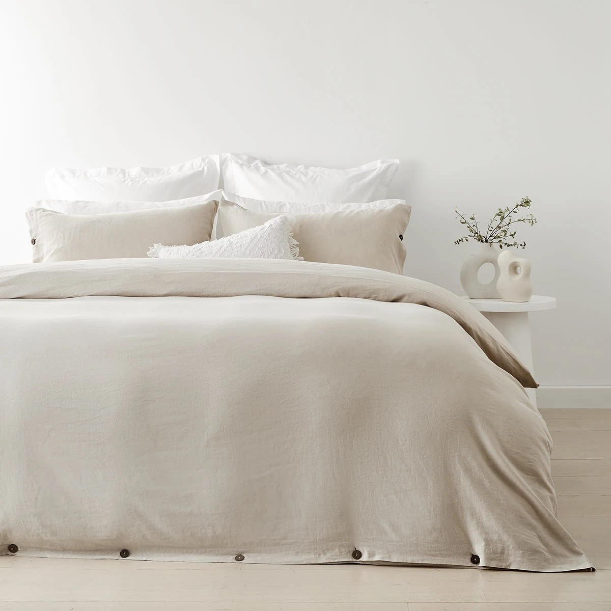 1 Kayden Linen Cotton Quilt Cover Set - King Bed, Natural, 1 of 7