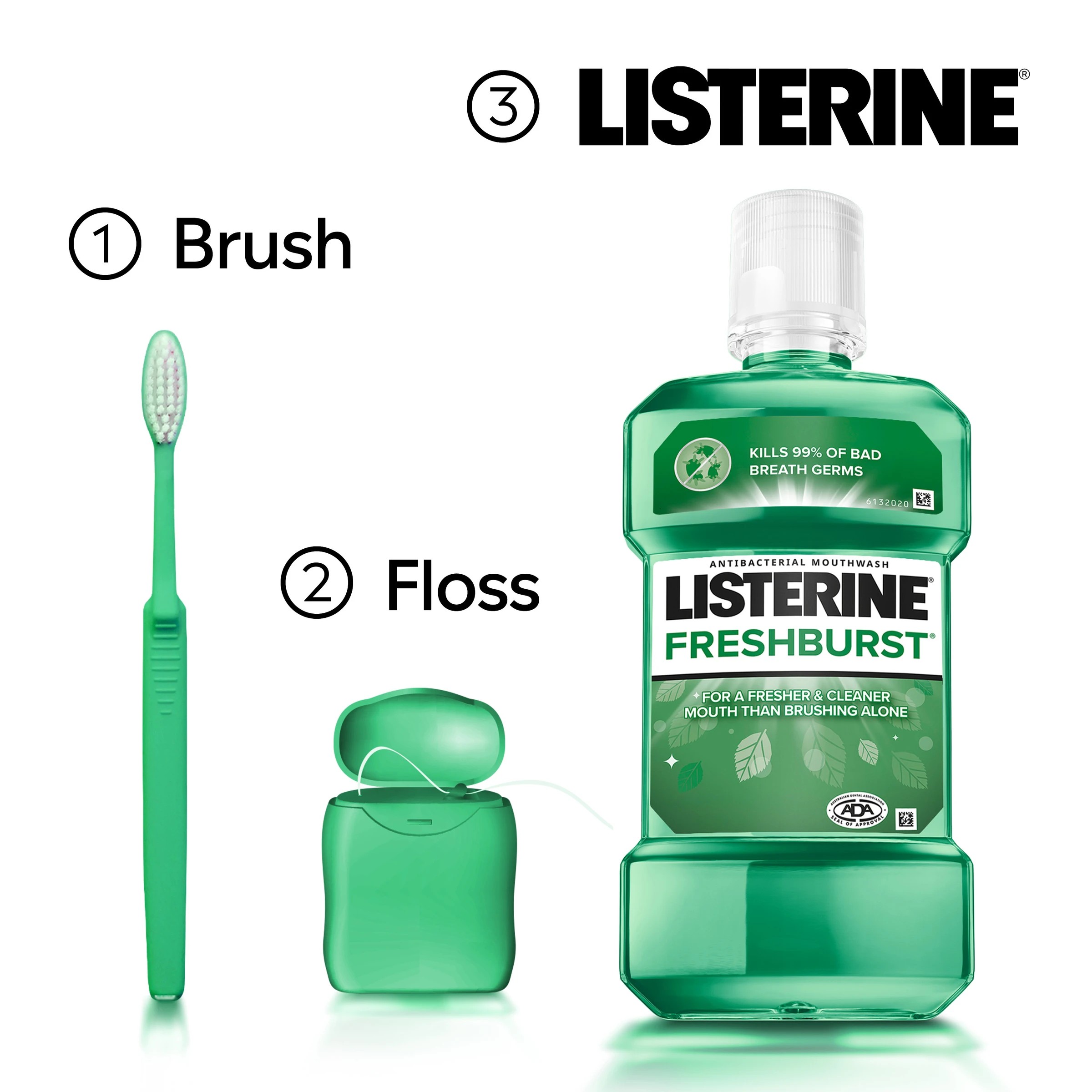 6 Listerine FreshBurst Antibacterial Mouthwash 250ml, 6 of 10